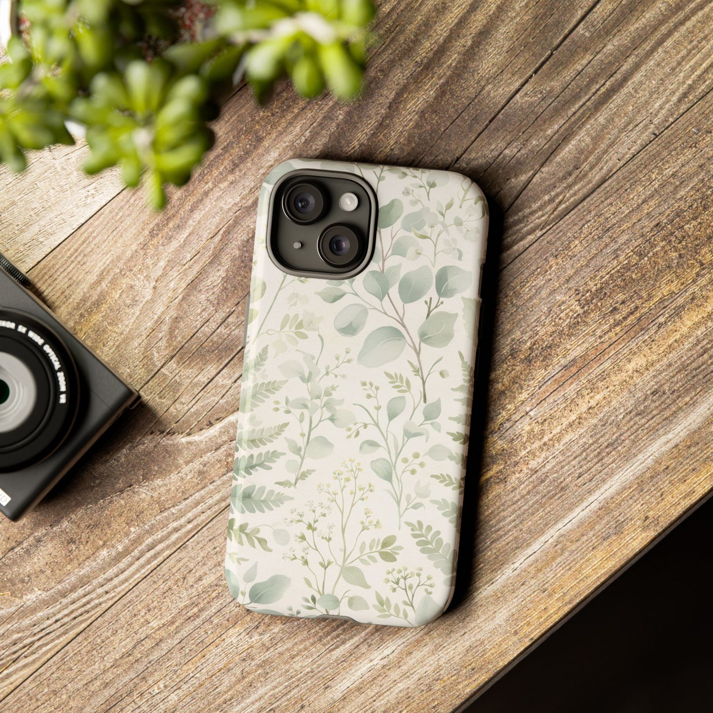 Floral Fern Tough Phone Case — Soft Green Botanical iPhone Cover
