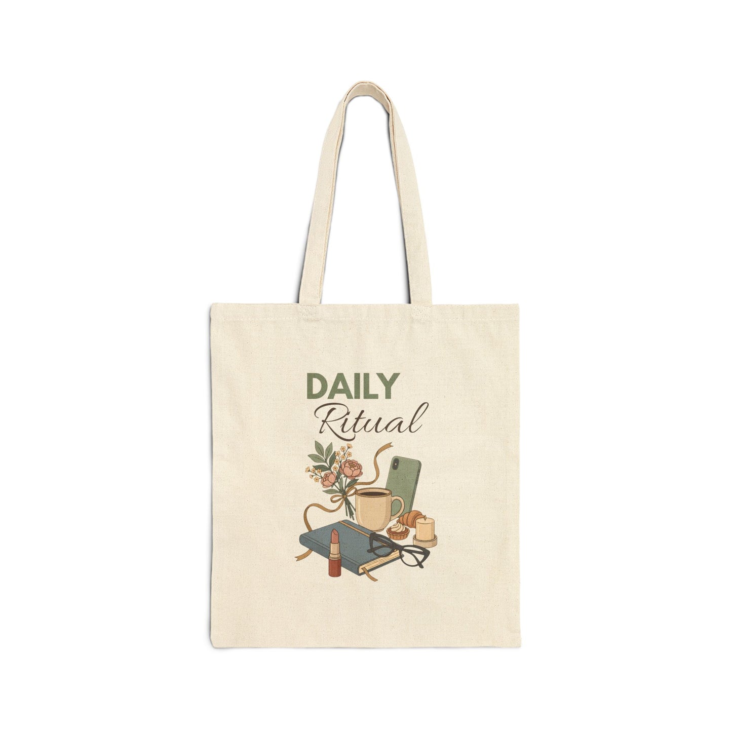Tote Bag — "Daily Ritual" Cozy Self-Care Canvas Tote