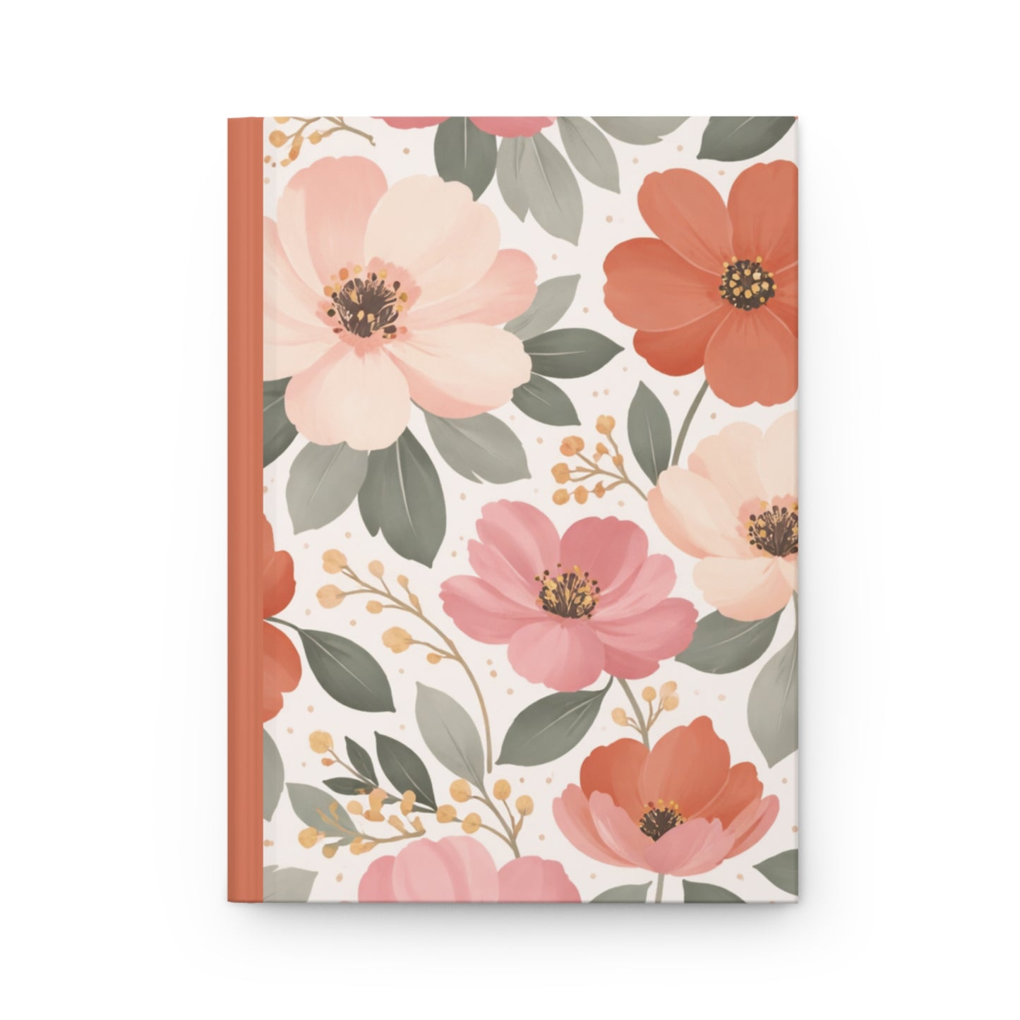 Floral Hardcover Journal — Pink & Coral Botanical Notebook