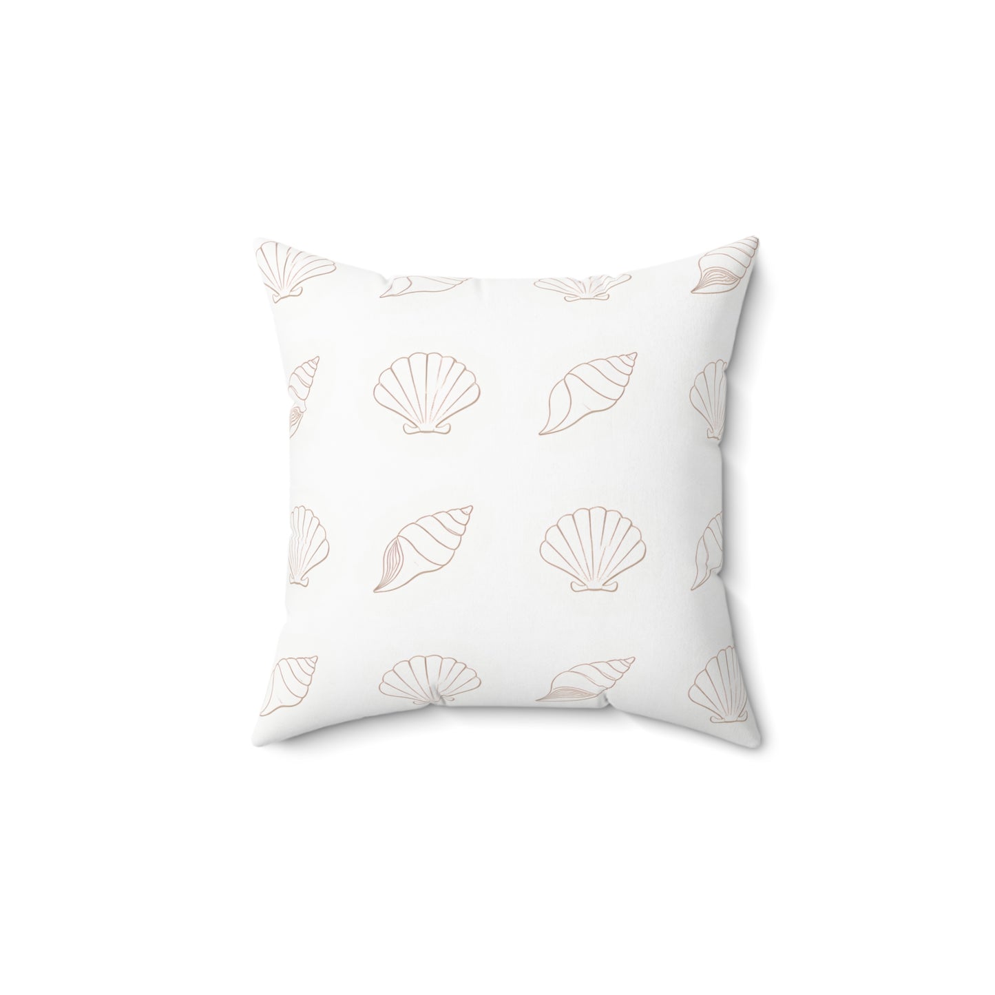 Coastal Seashell Pattern Square Throw Pillow — Soft Pastel Beach Decor