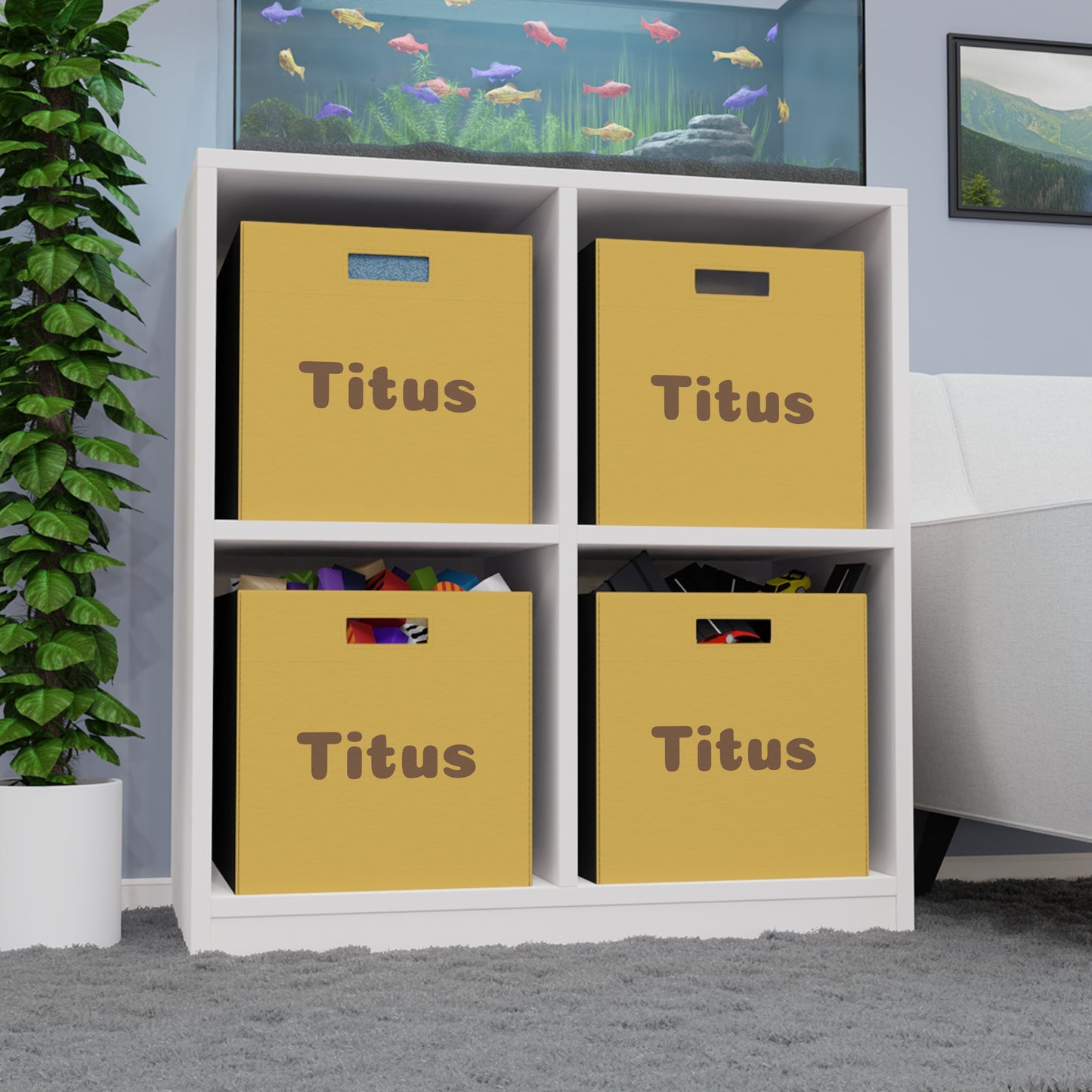 Personalized Felt Storage Box — Custom Name Toy & Nursery Organizer (Example: "Titus")