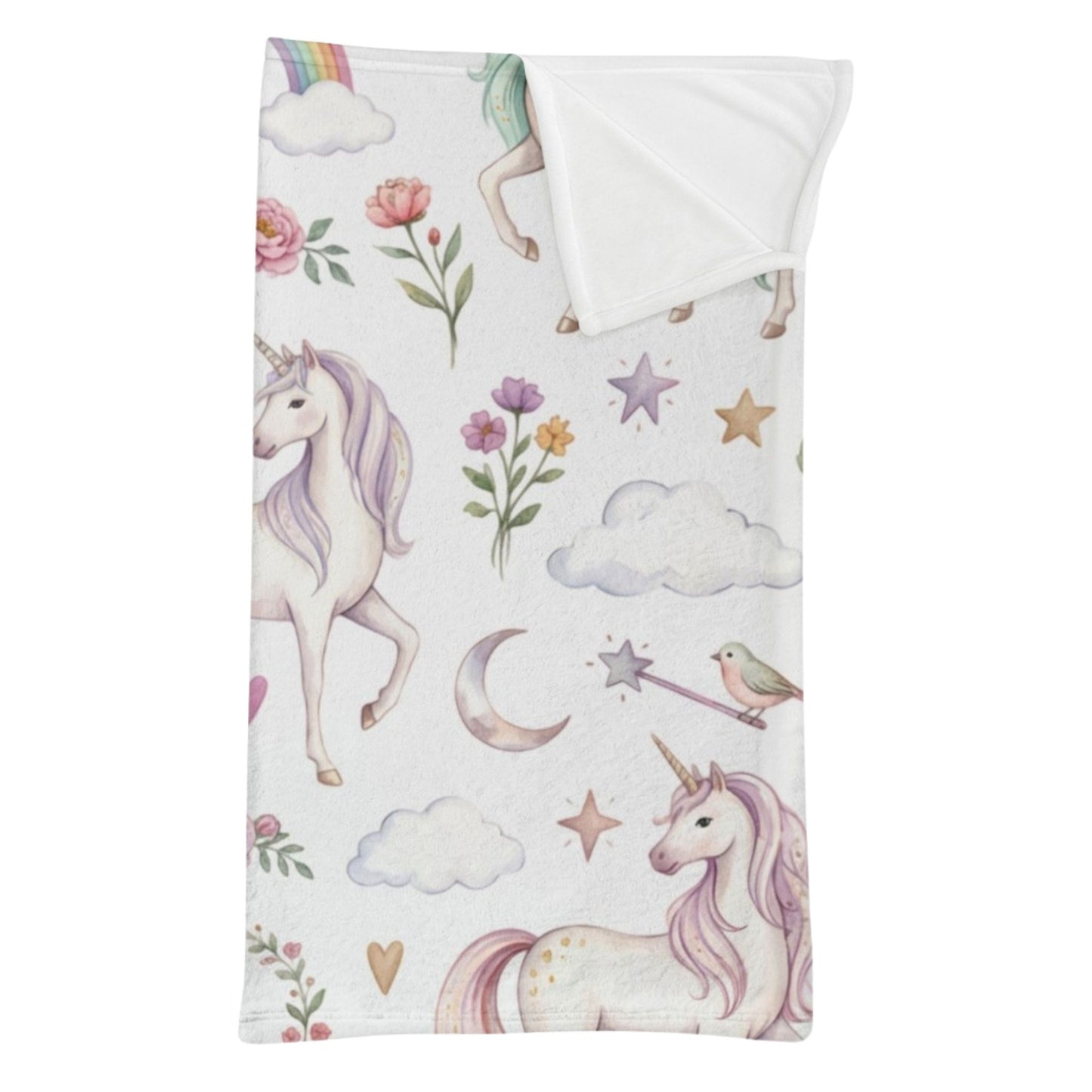 Unicorn Minky Sleeping Bag — Soft Plush Kids Nap Sack with Rainbows & Stars