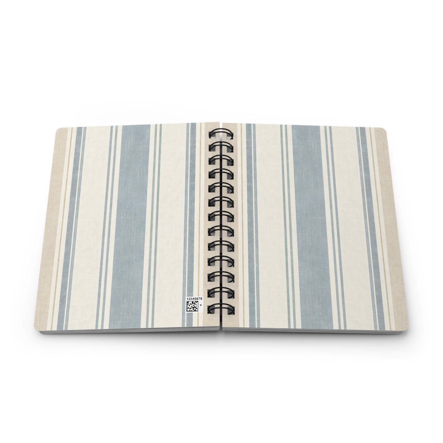 Striped Spiral Journal — Blue Neutral Vintage Notebook