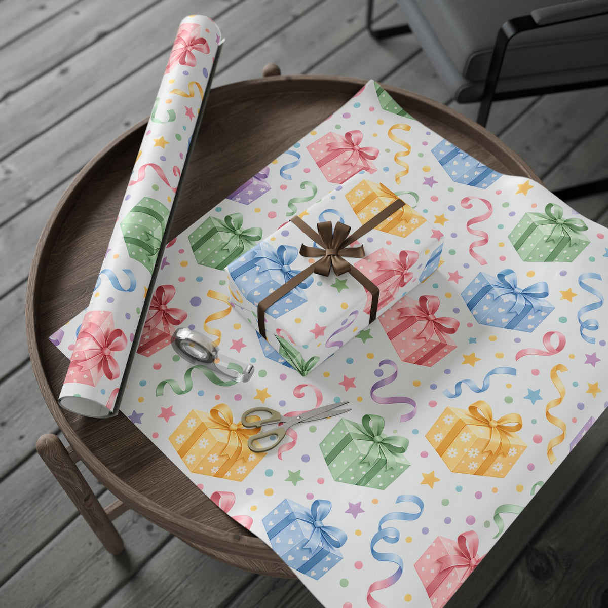 Birthday Confetti Gift Wrap — Colorful Party Wrapping Paper Roll