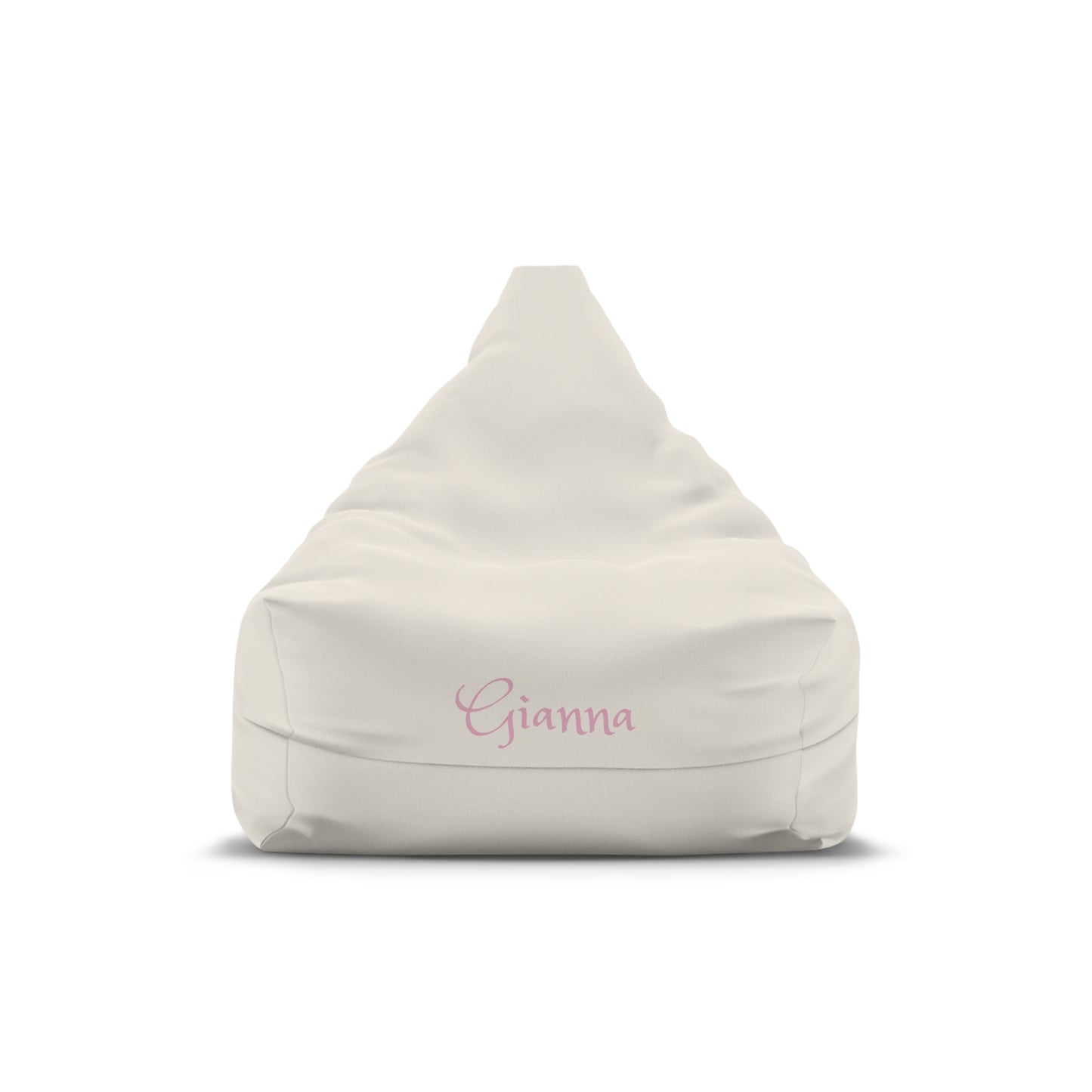 Personalized Bean Bag Cover – Cream with Pink Script Name (Gianna)