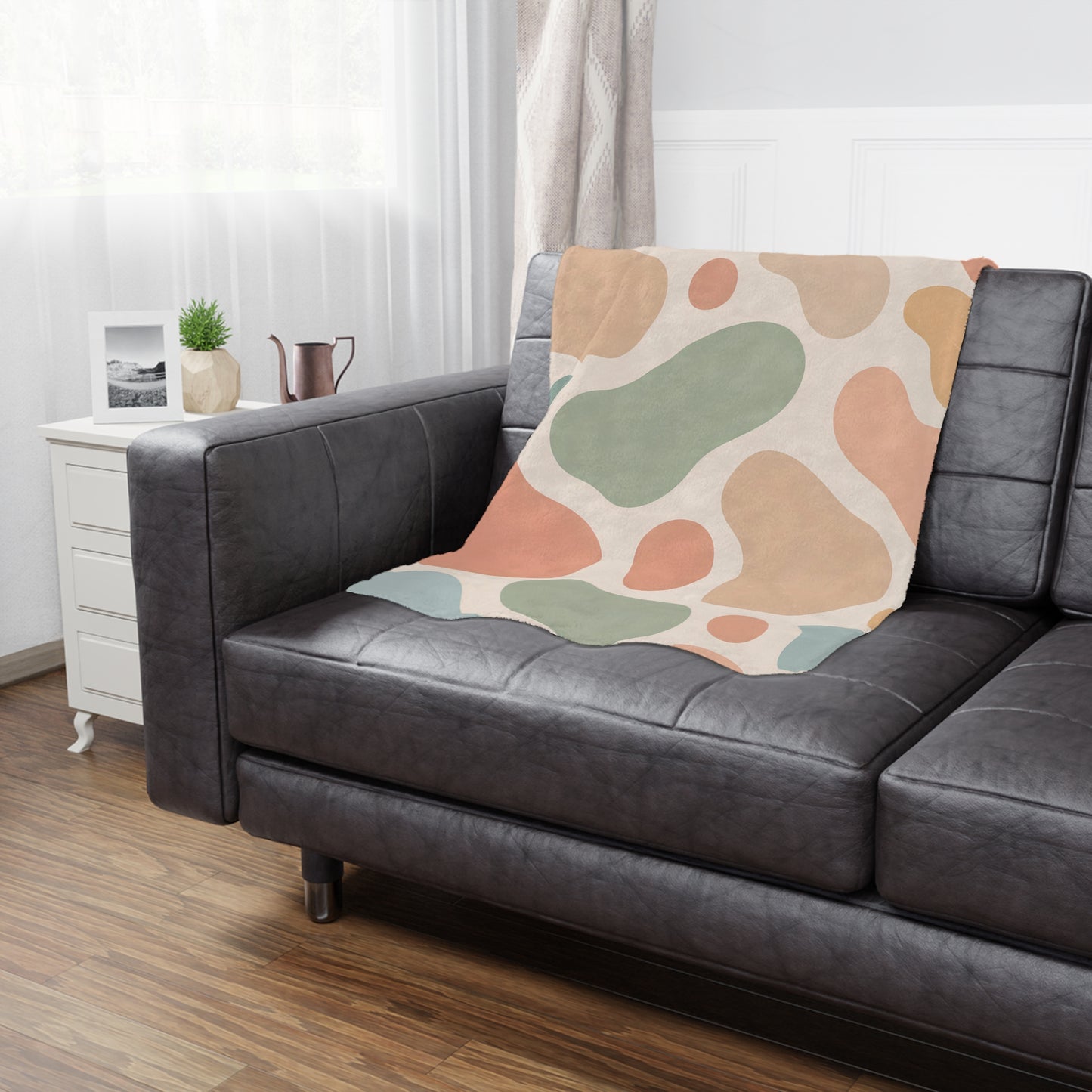 Abstract Pastel Minky Blanket — Organic Blob Pattern Cozy Throw