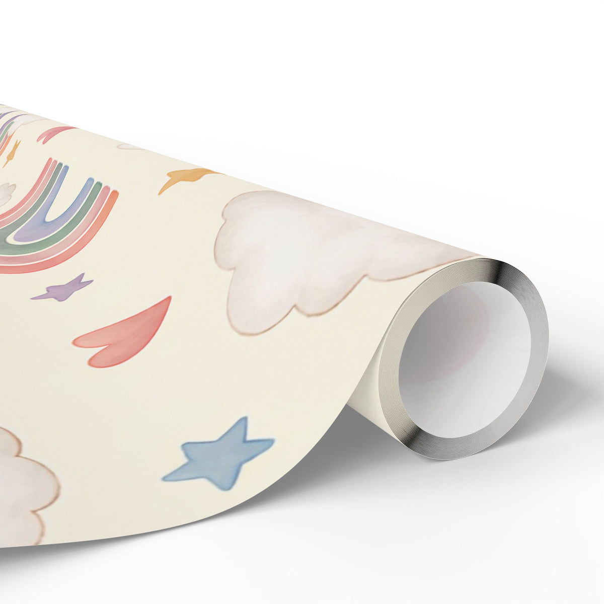 Wrapping Paper Roll — Pastel Rainbow & Cloud Gift Wrap (Neutral Baby Shower, Birthday, Nursery)