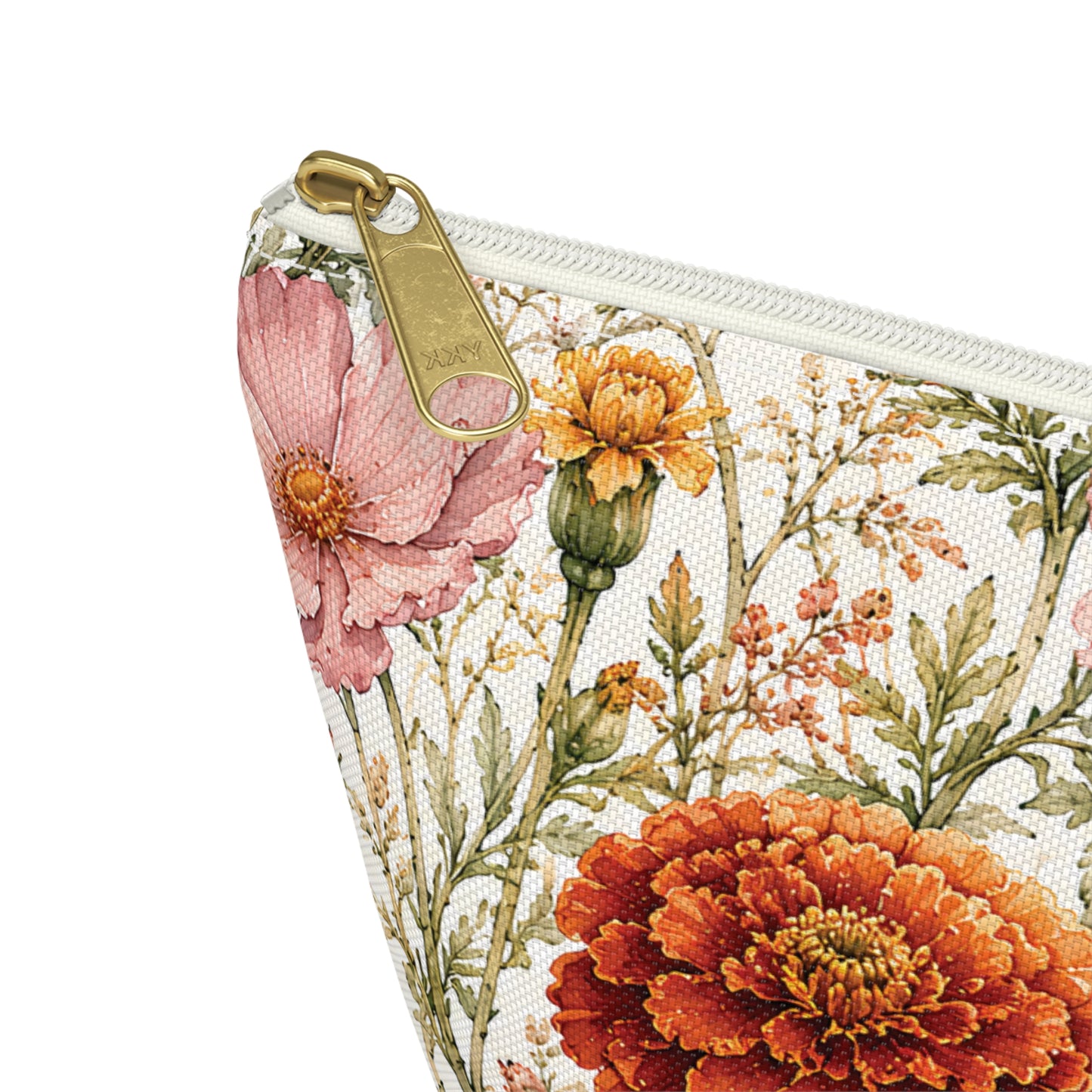 Floral Marigold Accessory Pouch — T‑Bottom Cosmetic Bag