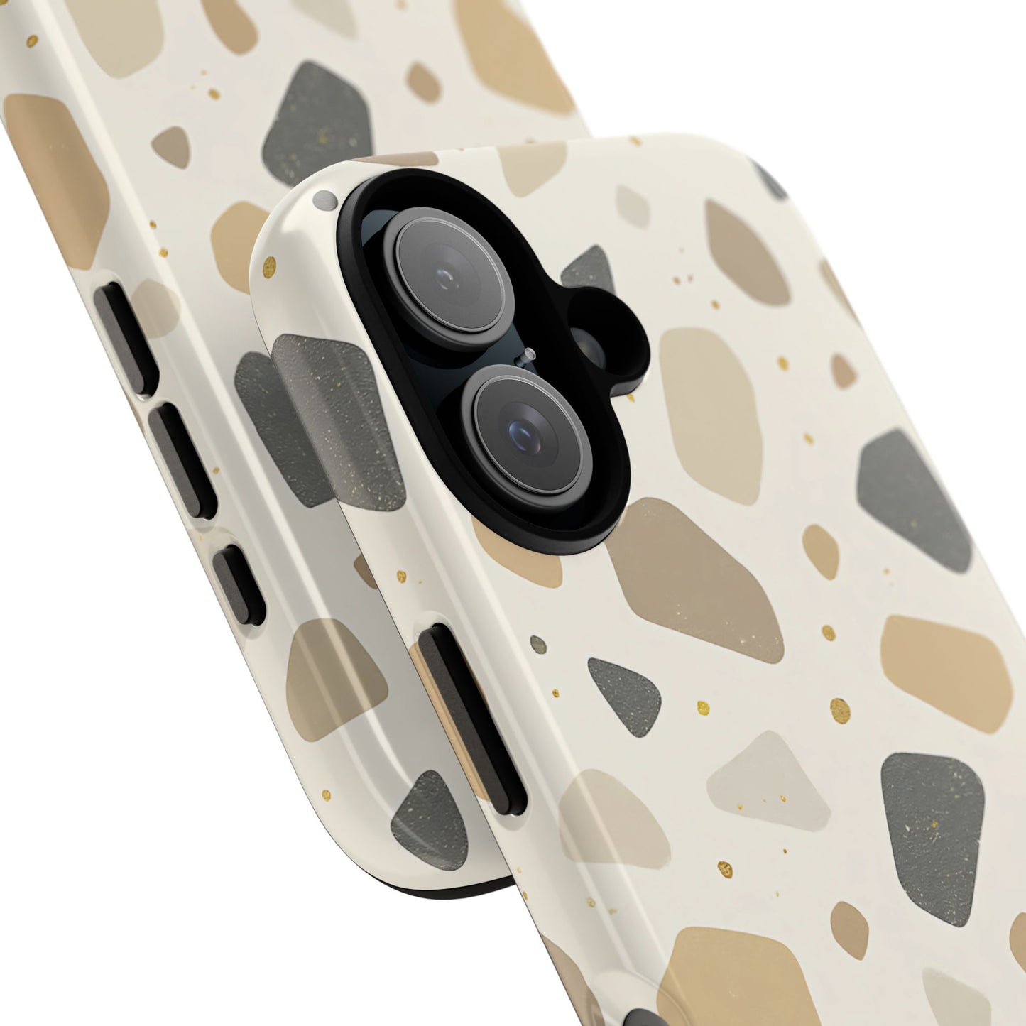 Neutral Terrazzo Pattern iPhone Case – Earthy Stone-Inspired Protective Cover