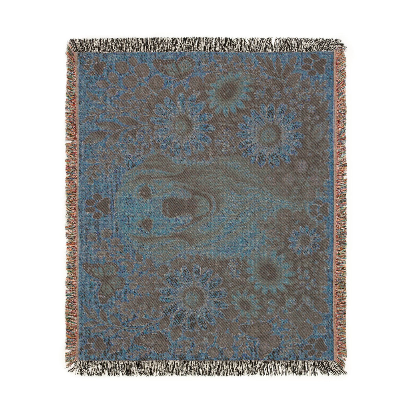 Golden Retriever Floral Woven Blanket — Cozy Throw with Daisies & Butterflies