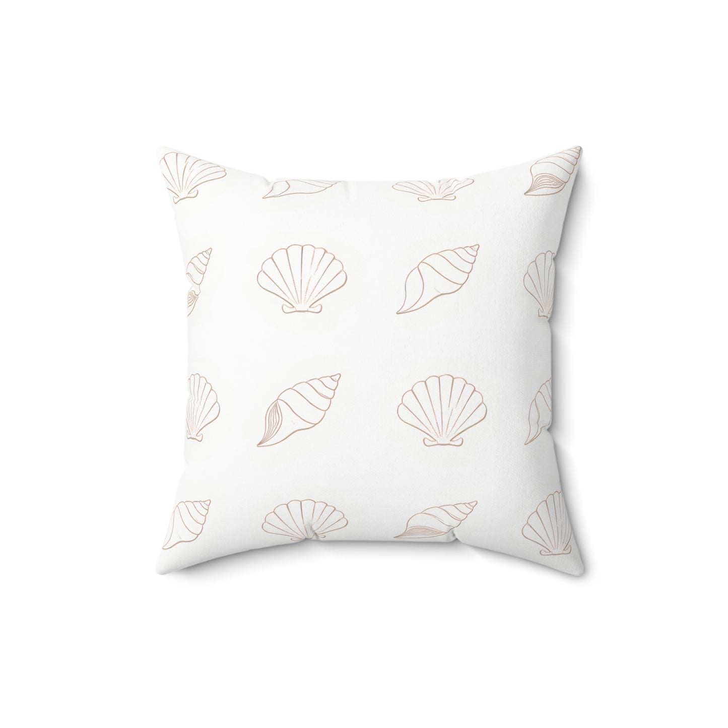 Coastal Seashell Pattern Square Throw Pillow — Soft Pastel Beach Decor