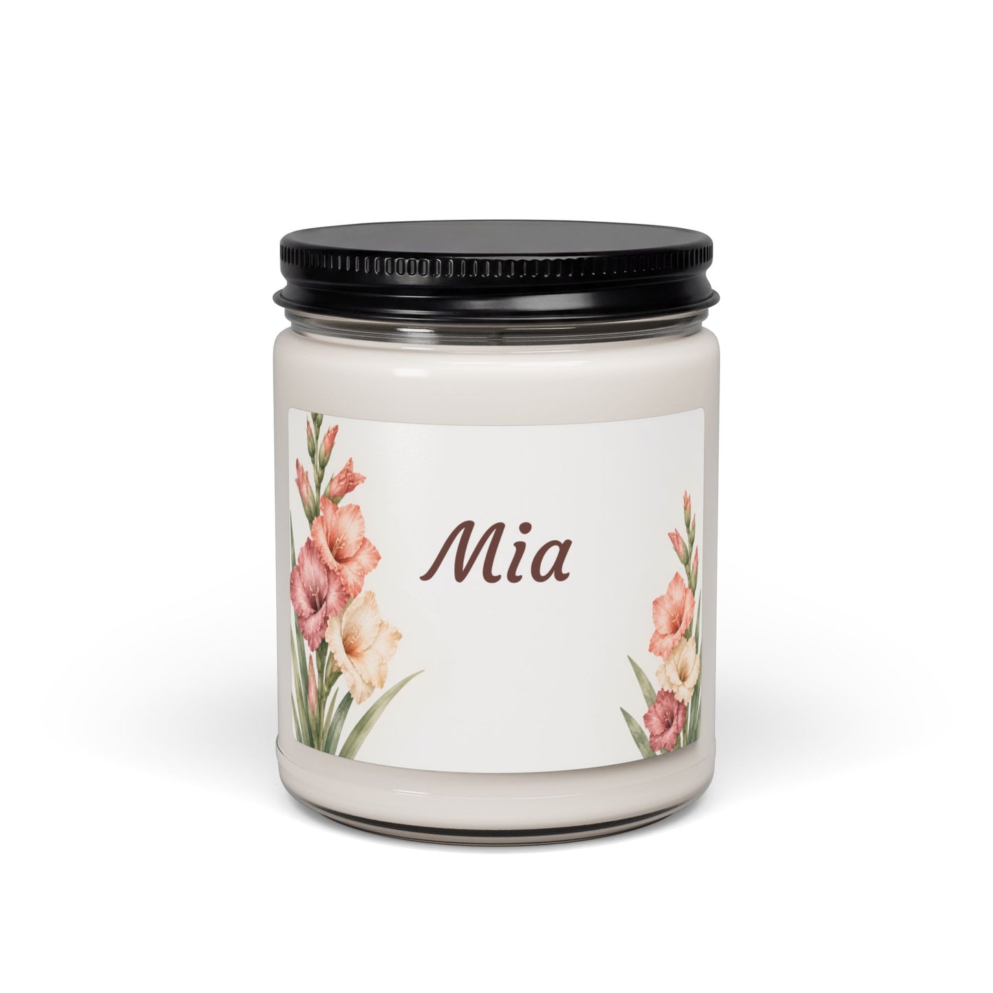Personalized Floral Soy Candle — 'Mia' 9oz Scented Jar