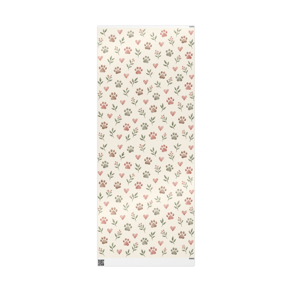 Floral Paw Print Wrapping Paper — Botanical Gift Wrap for Pet Lovers