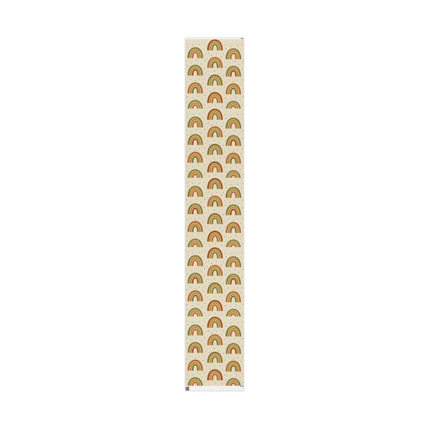 Boho Rainbow Wrapping Paper – Earth Tone Arches & Dots on Neutral Background