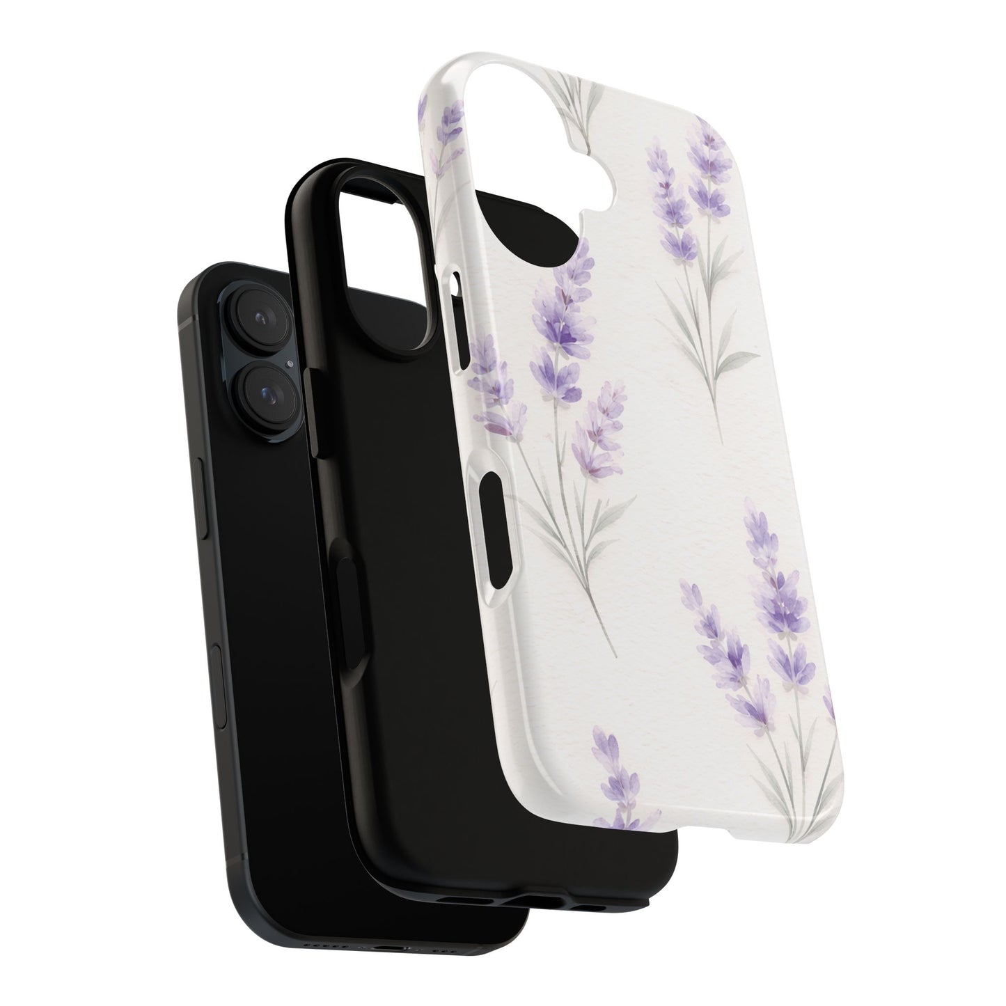 Lavender Floral Phone Case — Protective Tough Case with Purple Botanical Print