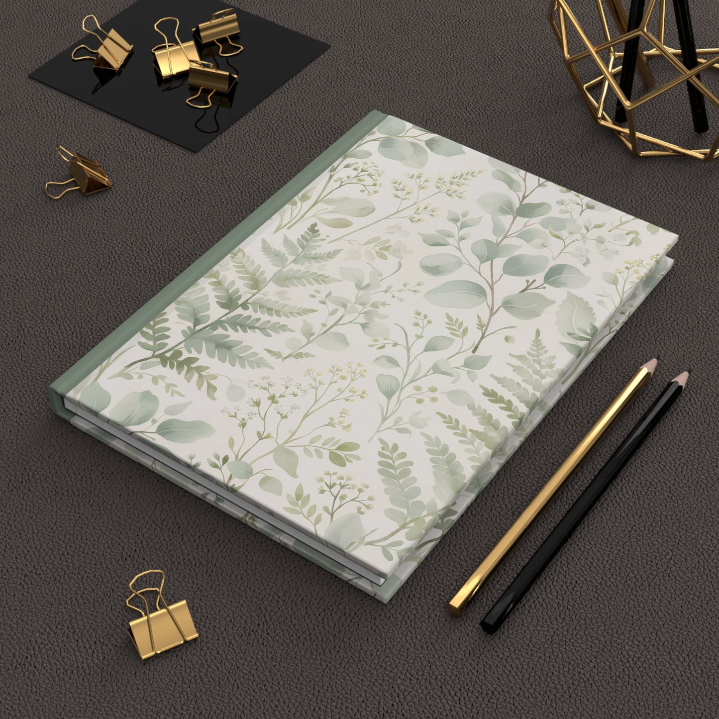 Botanical Greenery Hardcover Journal — Floral Fern and Eucalyptus Notebook