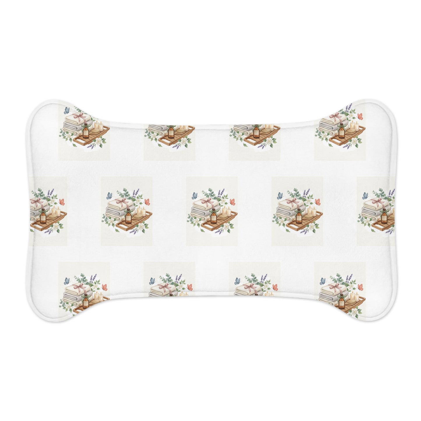 Spa Floral Pet Feeding Mat — Non-Slip Dog & Cat Bowl Placemat