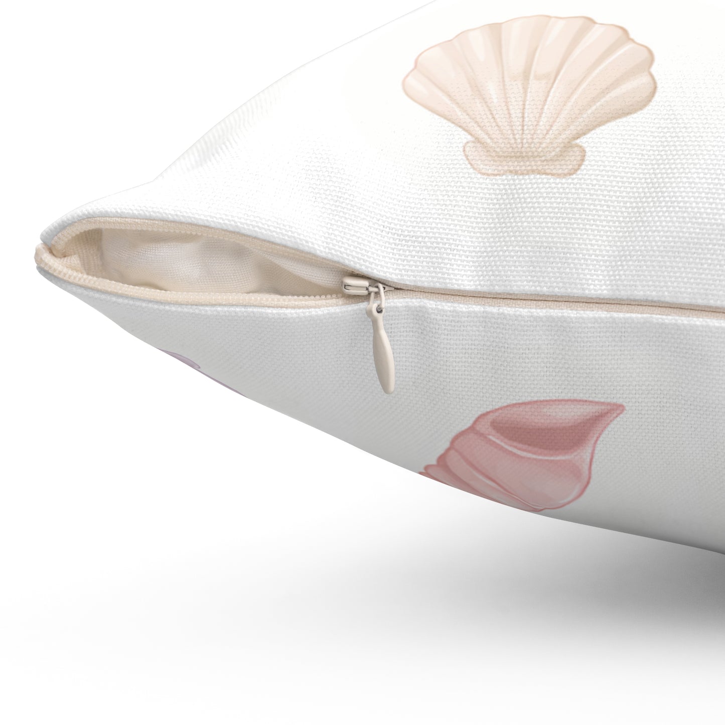 Pastel Seashell Throw Pillow — Coastal Decorative Square Pillow