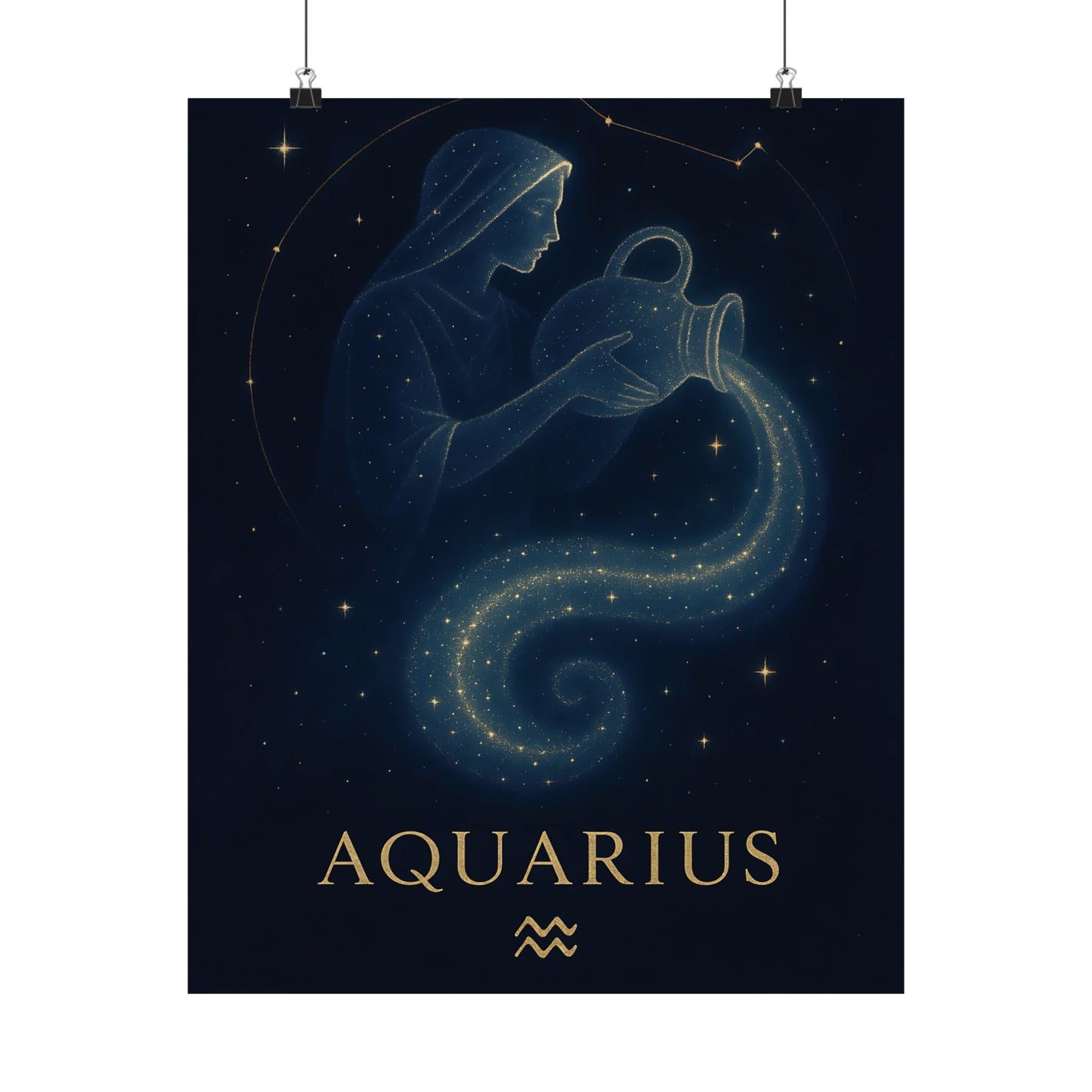 Aquarius Zodiac Constellation Matte Poster – Celestial Water Bearer Astrology Wall Art Print (Multiple Sizes)