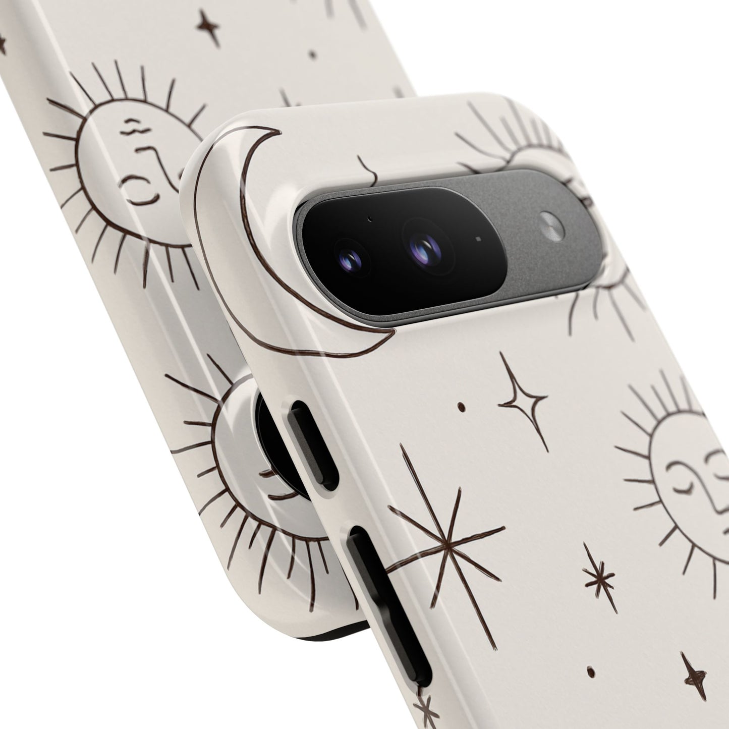Celestial Moon & Sun Line Art iPhone Case – Minimalist Boho Cosmic Design
