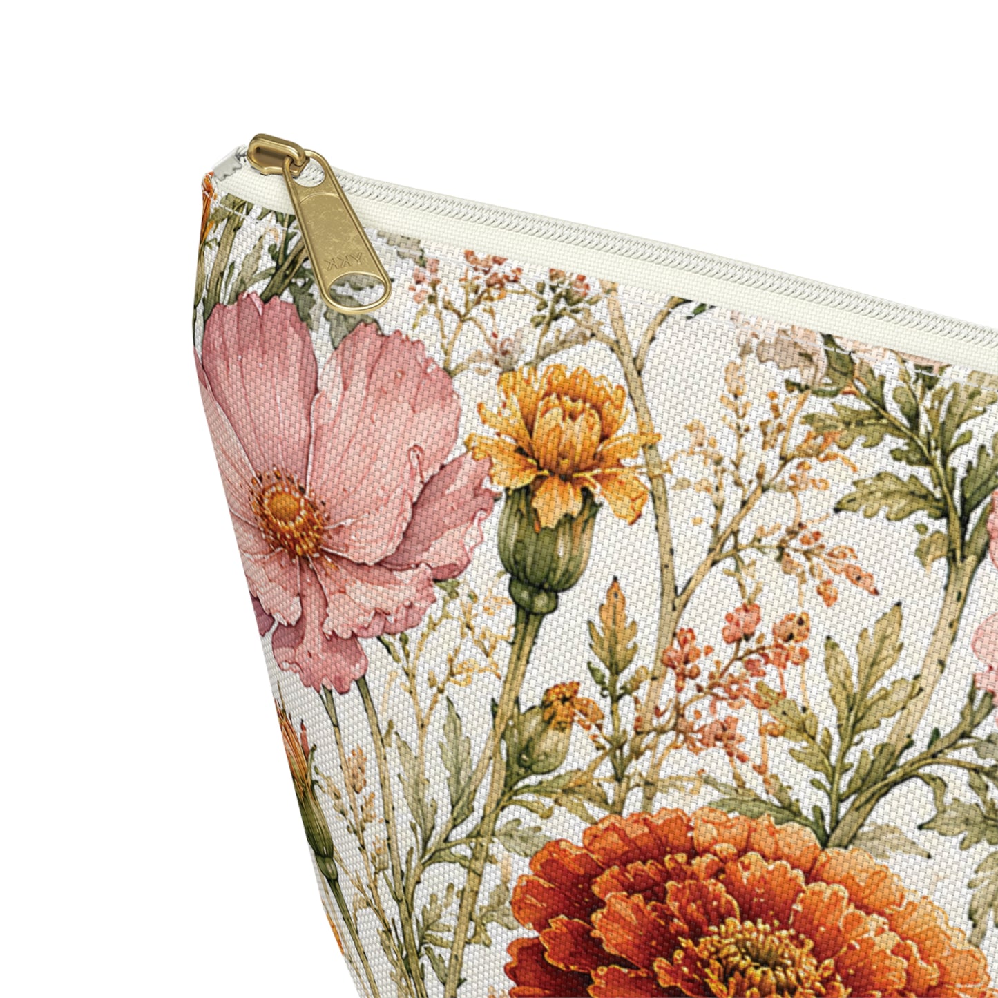 Floral Marigold Accessory Pouch — T‑Bottom Cosmetic Bag