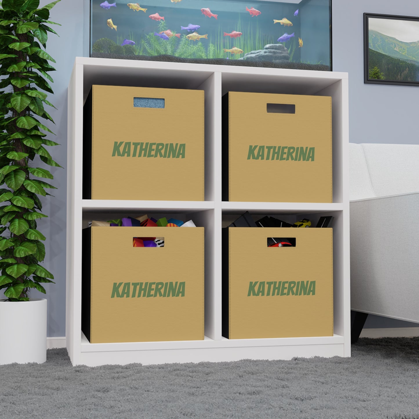 Personalized Felt Storage Box – Custom Name KATHERINA Organizer Bin
