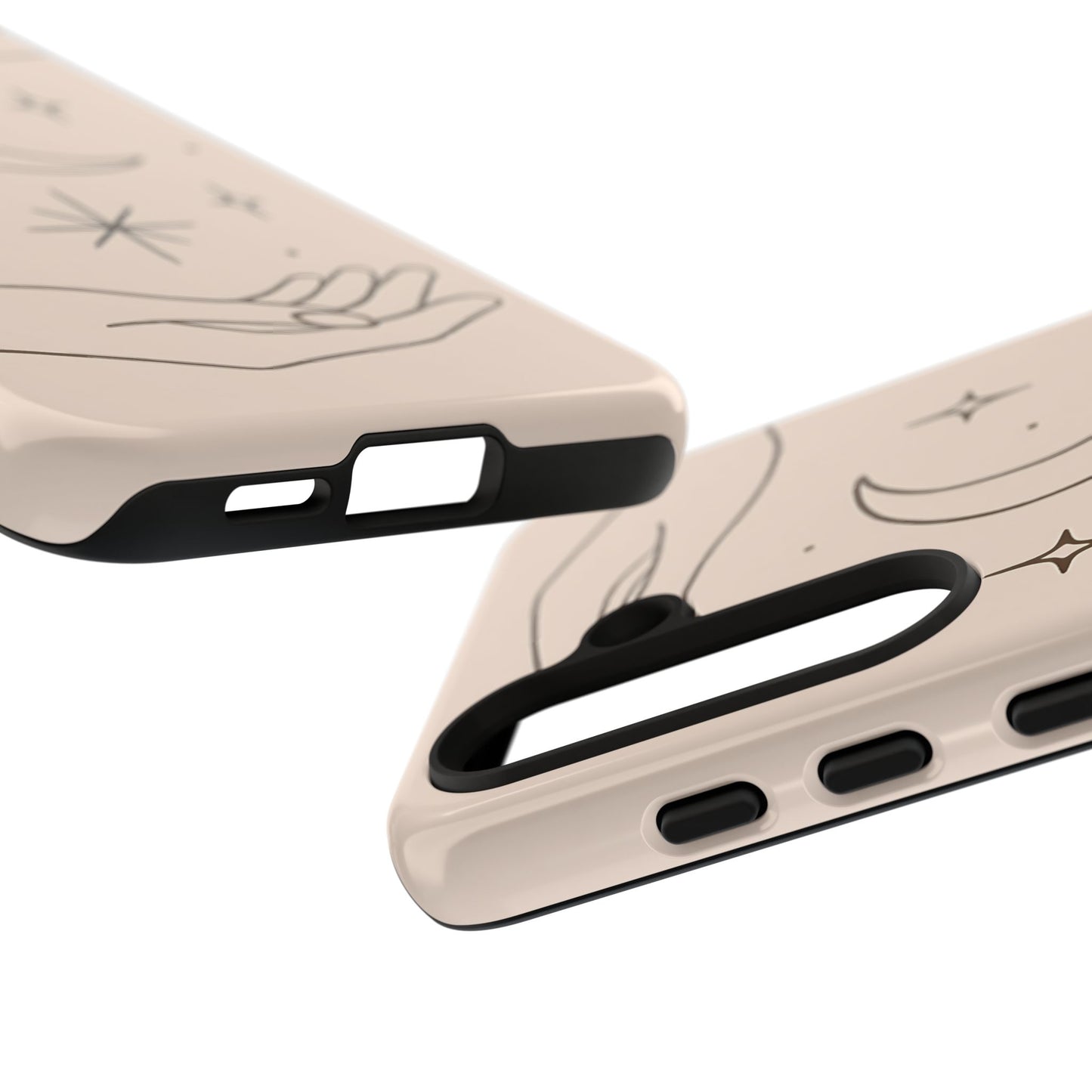 Mystic Minimalist Hands & Moon Phone Case – Celestial Line Art Design