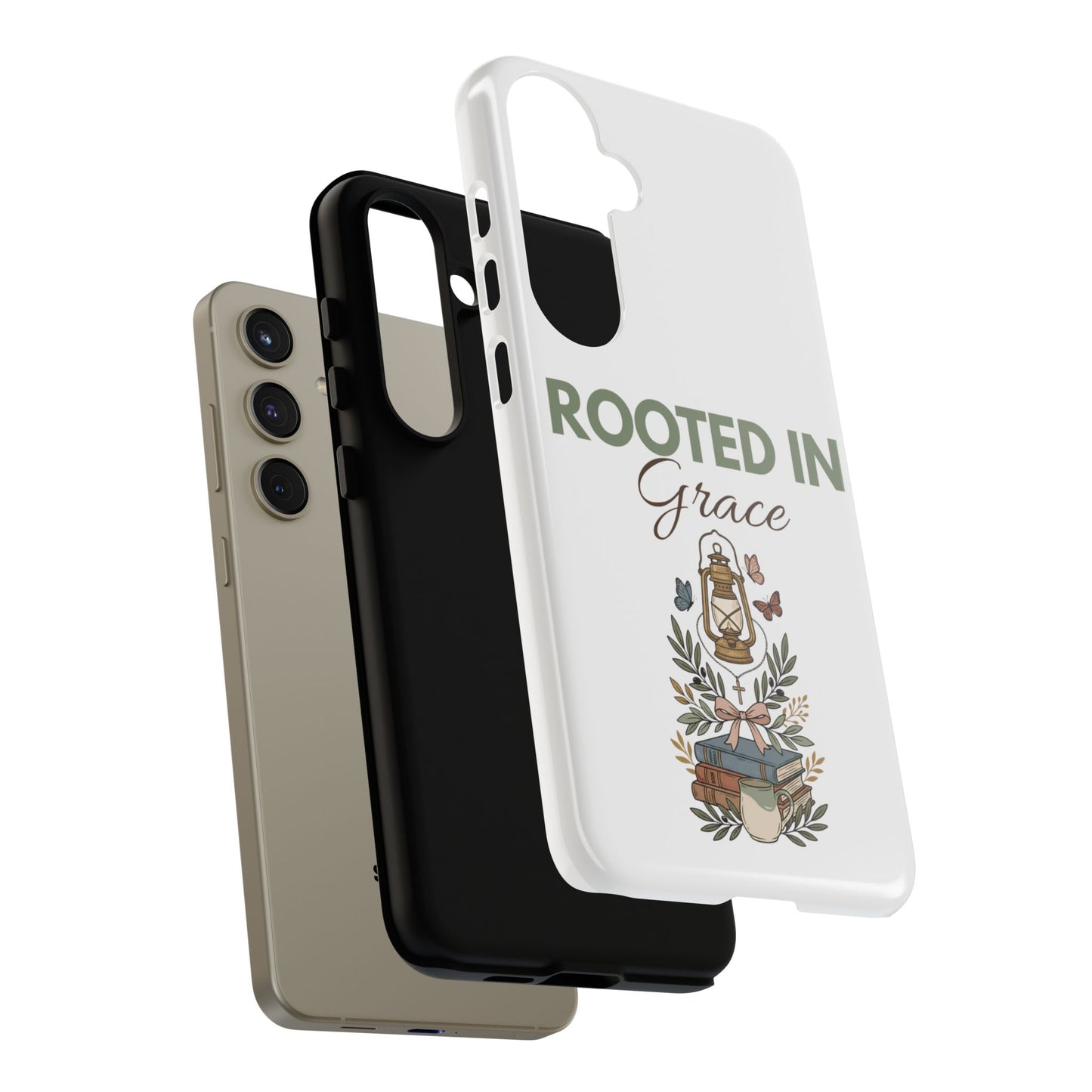 Rooted in Grace Phone Case — Floral Lantern Christian Protective Cover