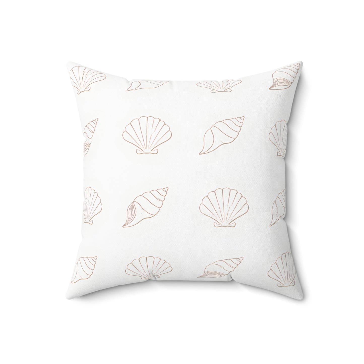 Coastal Seashell Pattern Square Throw Pillow — Soft Pastel Beach Decor