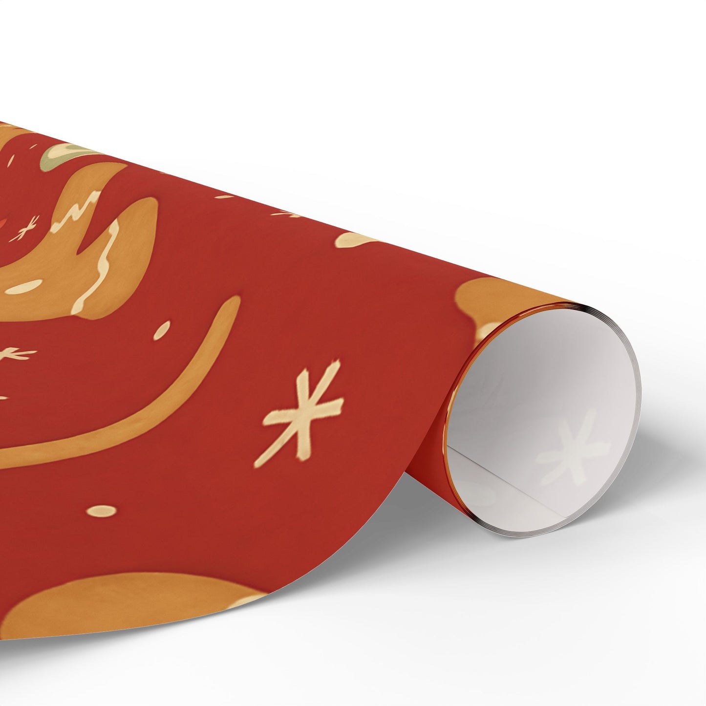 Gingerbread Christmas Wrapping Paper – Candy Canes, Gumdrops & Snowflakes on Red