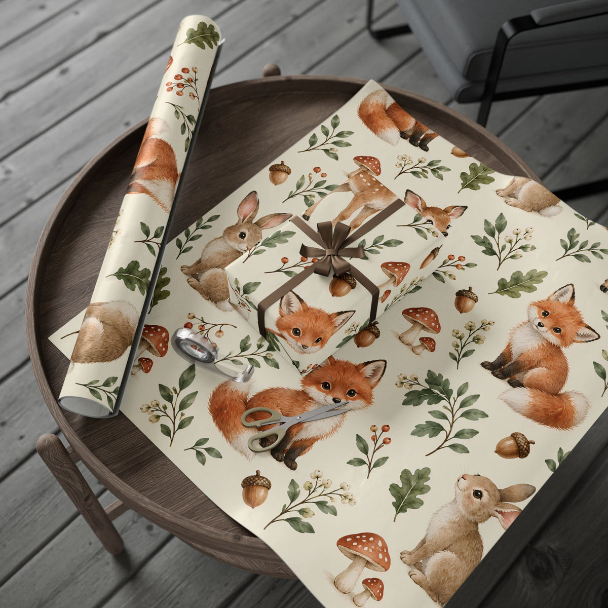 Fox & Foliage Wrapping Paper Roll — Autumn Woodland Gift Wrap