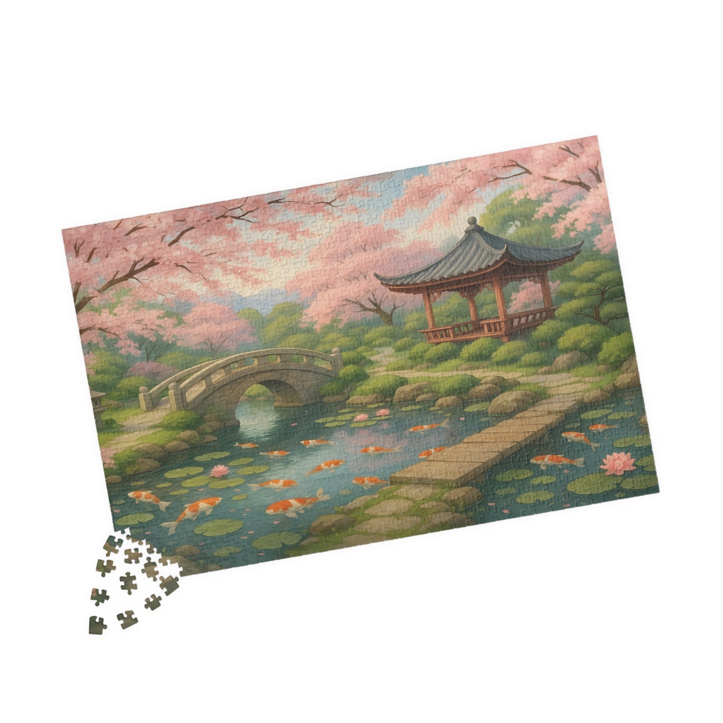 Tranquil Japanese Garden Puzzle – Koi Pond & Cherry Blossoms