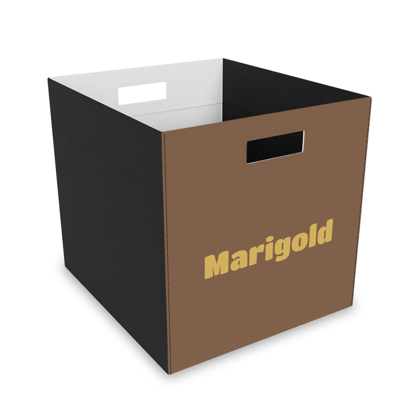 Personalizable Marigold Felt Storage Box – Foldable Fabric Bin with Carry Handles