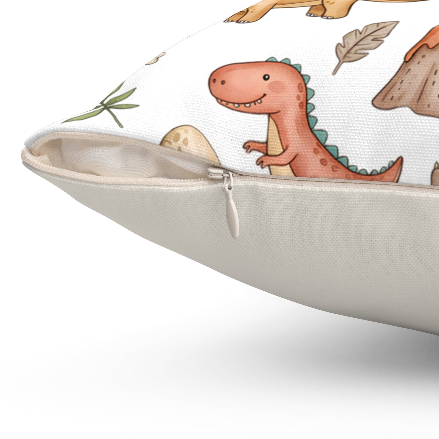 Dinosaur Pattern Spun Polyester Pillow — Cute Nursery Dino Throw Pillow