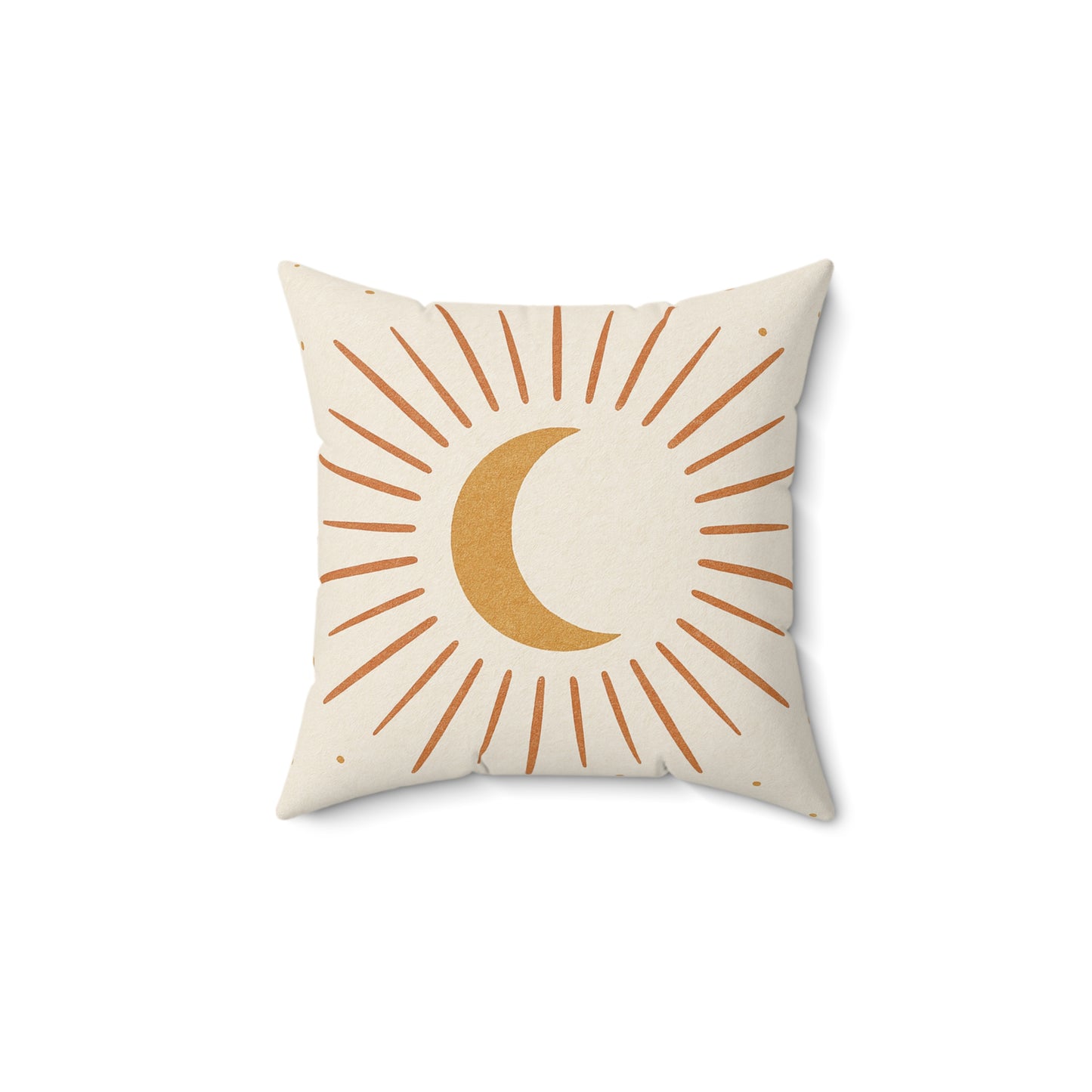 Modern Crescent Moon Throw Pillow - Boho Sunburst Decorative Cushion with Double-Sided Print