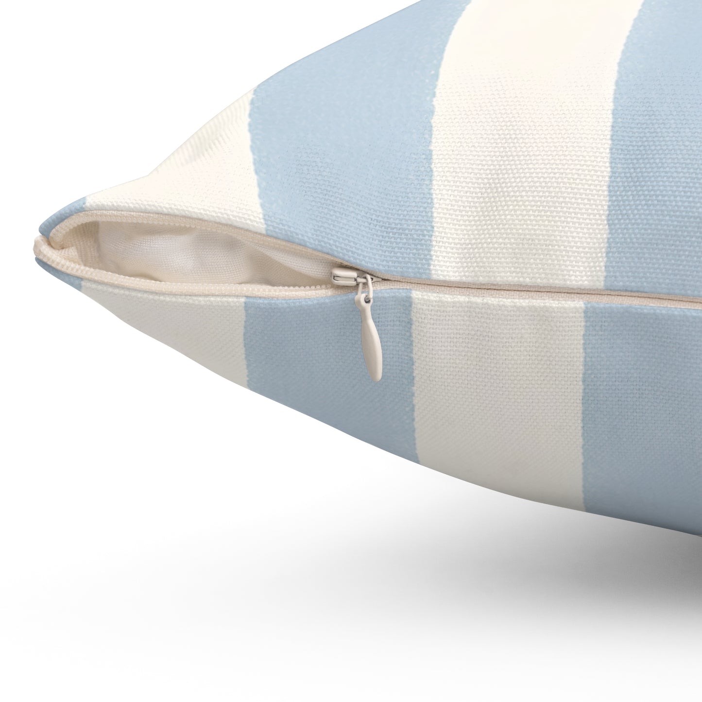 Striped Coastal Throw Pillow — Light Blue & White Square Accent Pillow