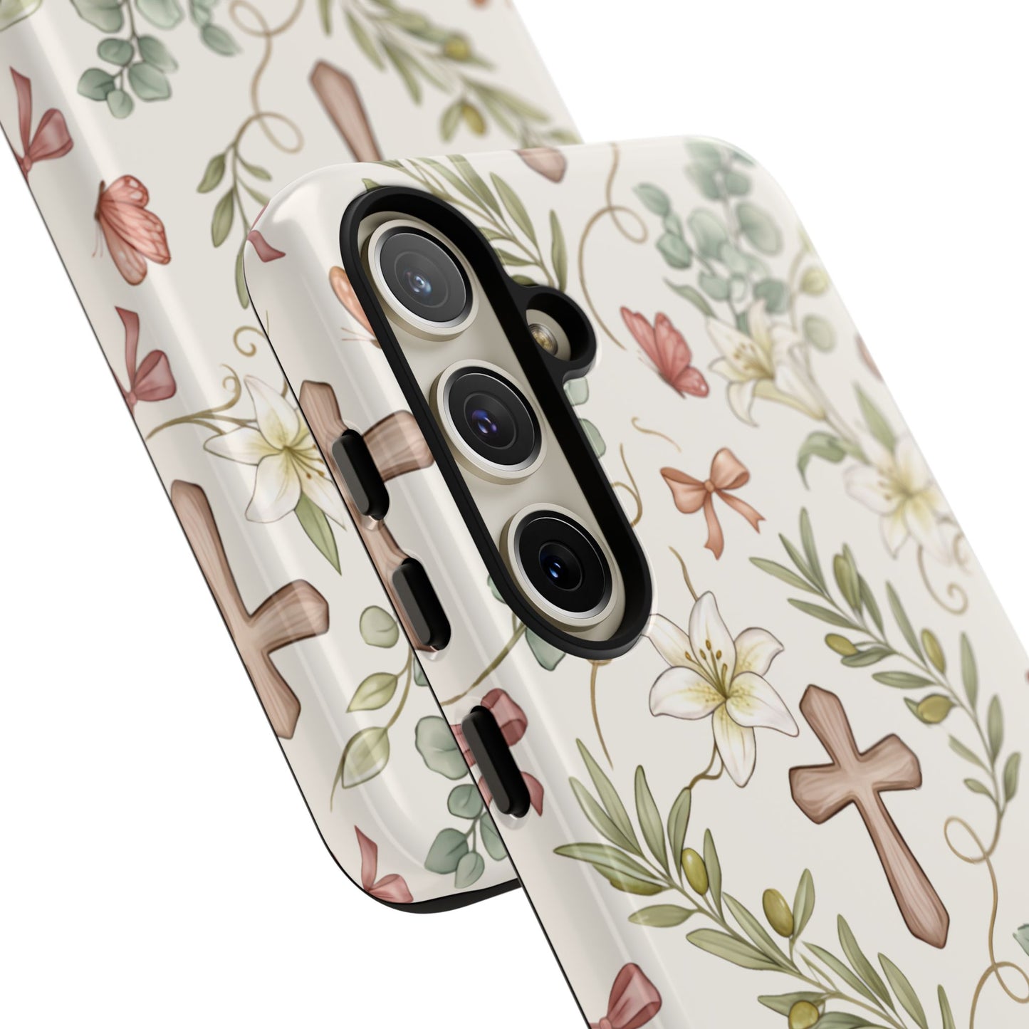 Floral Cross Tough Phone Case – Faith-Inspired Protective iPhone Cover