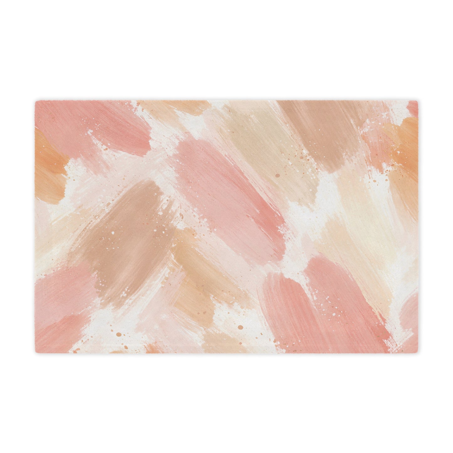 Abstract Blush Minky Blanket — Soft Pink & Beige Brushstroke Throw