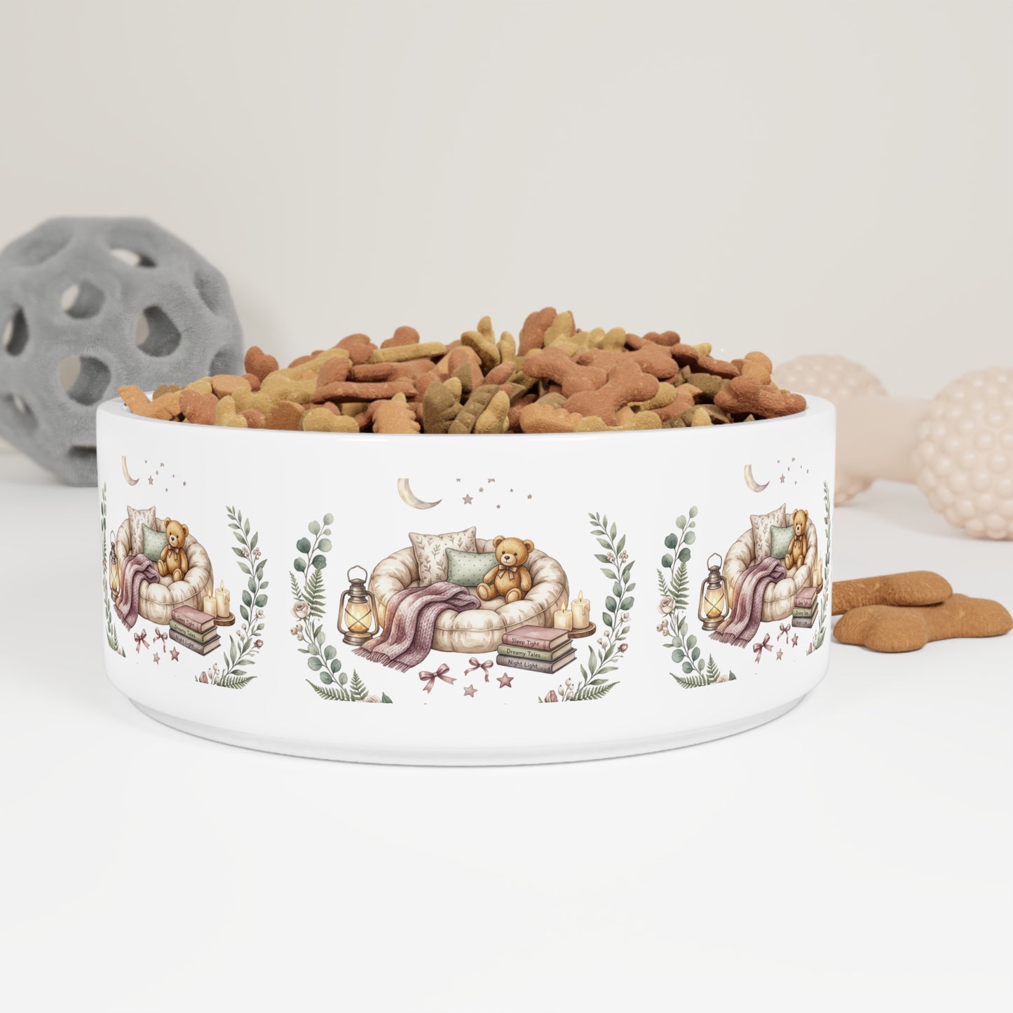 Ceramic Pet Bowl — Cozy Floral Design