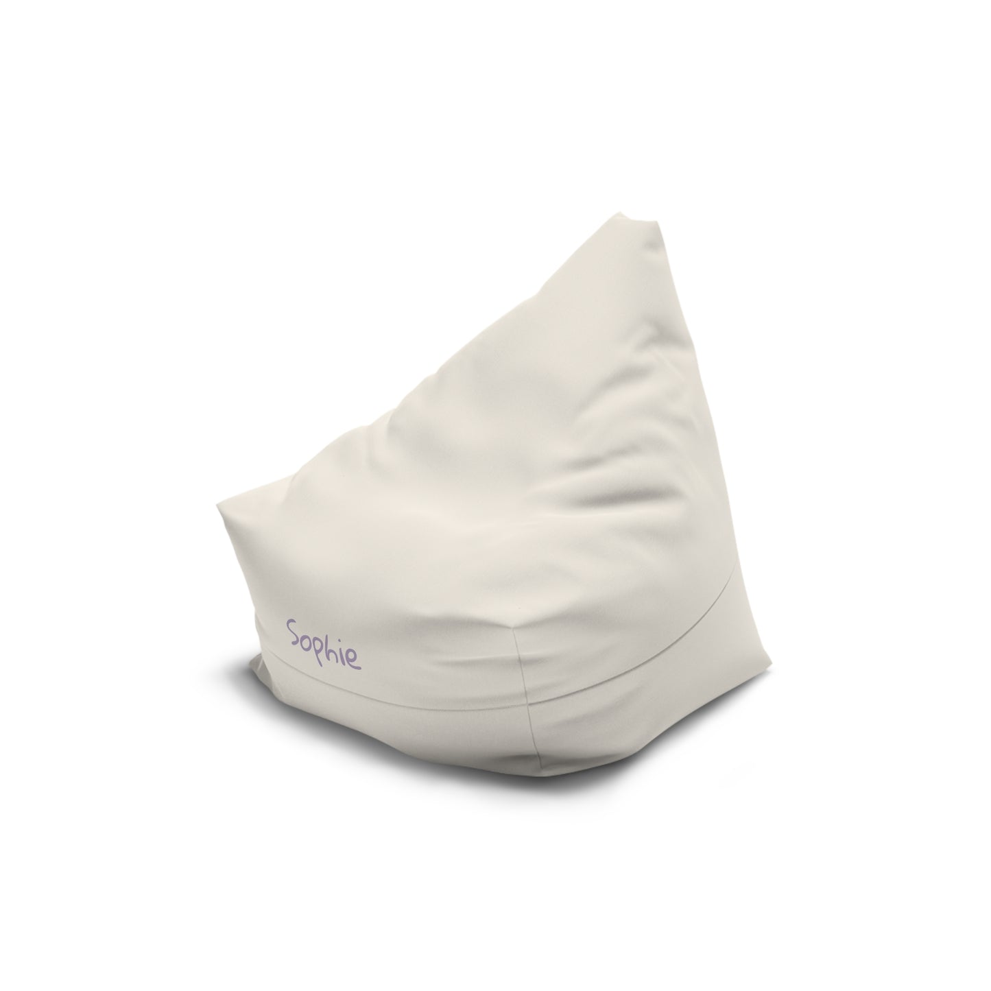 Personalized Kids Bean Bag Cover — Custom Name Sophie, Soft Cream Lounge Chair