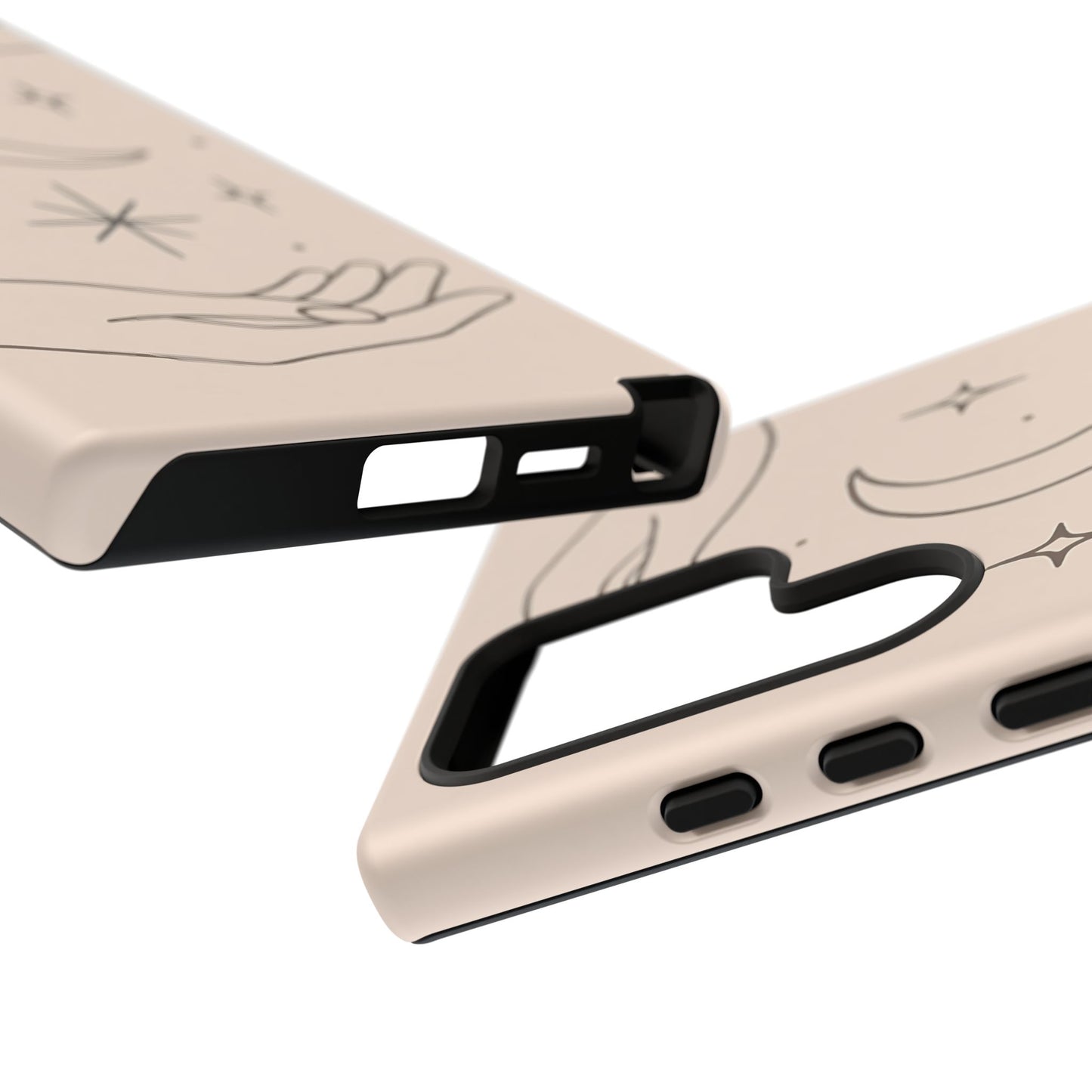 Mystic Minimalist Hands & Moon Phone Case – Celestial Line Art Design
