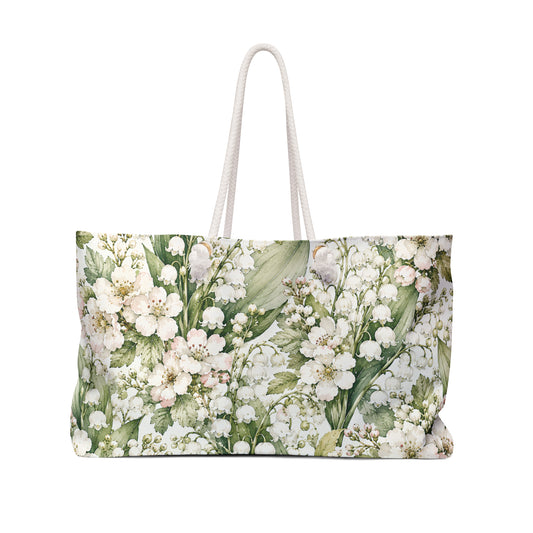 Lily of the Valley Floral Weekender Bag — Vintage Botanical Travel Tote