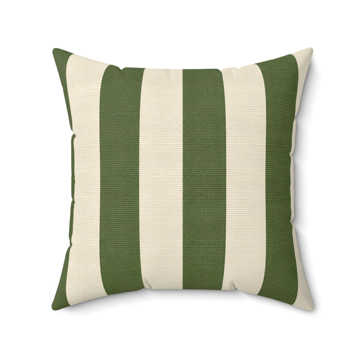 Green and Cream Striped Square Pillow