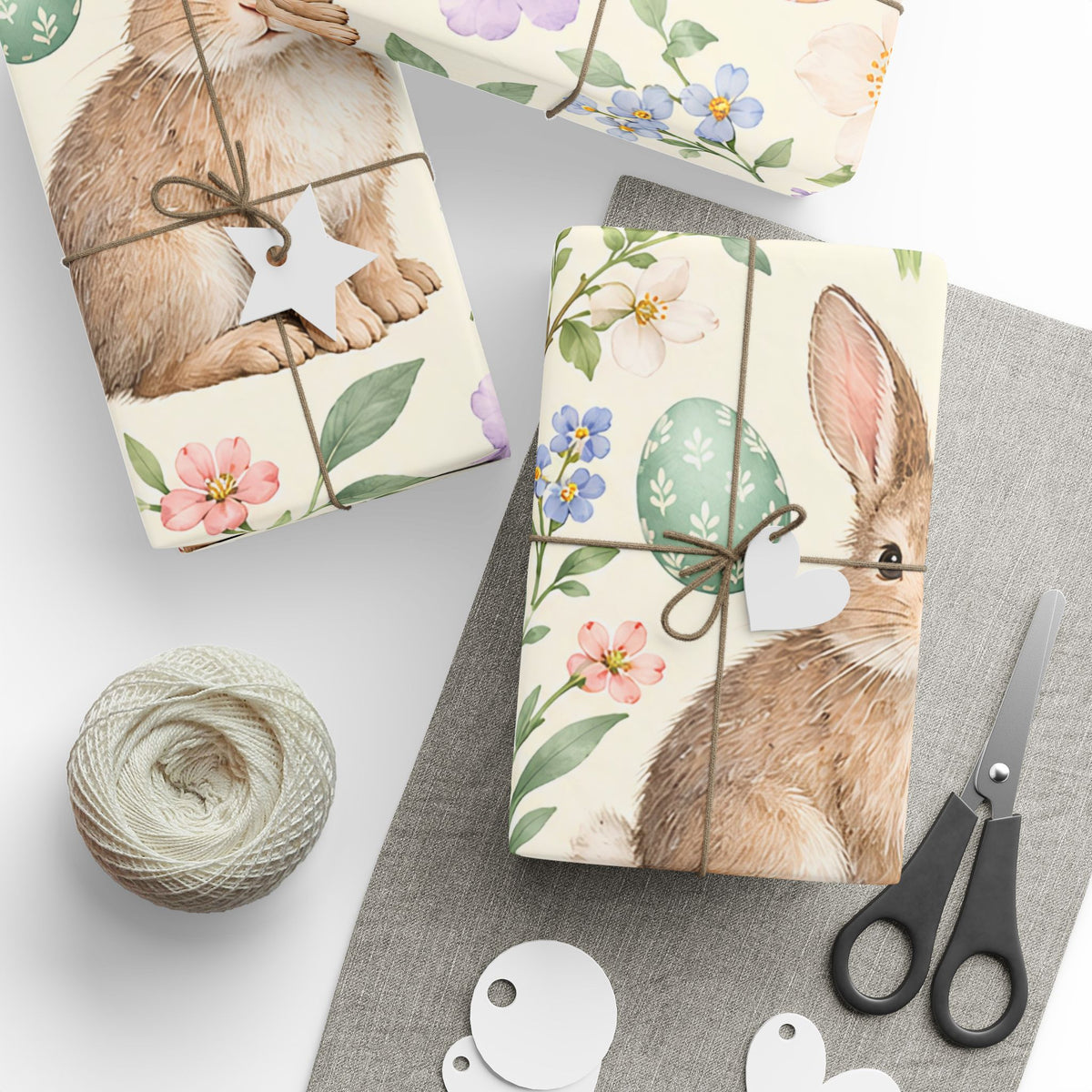 Easter Bunny Floral Wrapping Paper Roll — Pastel Spring Gift Wrap