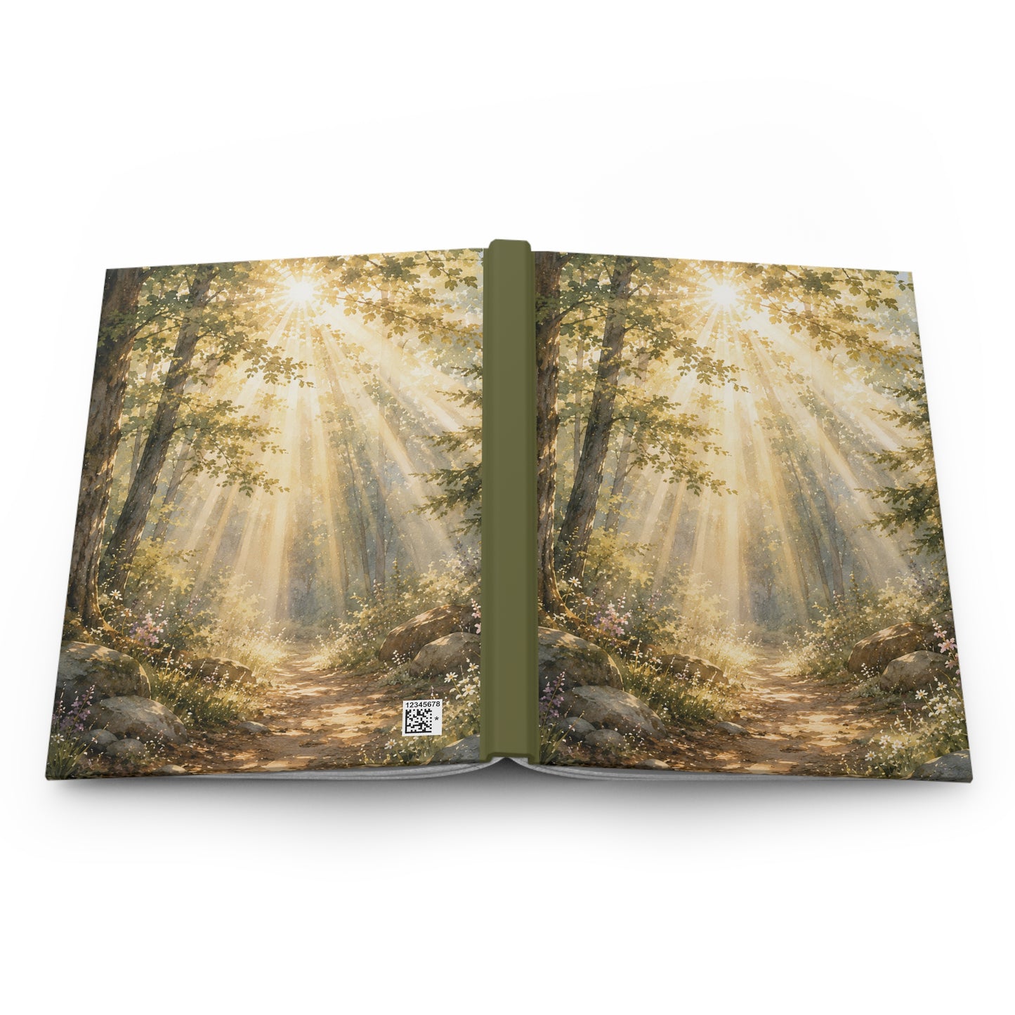 Sunlit Forest Path Hardcover Journal — Peaceful Nature Notebook