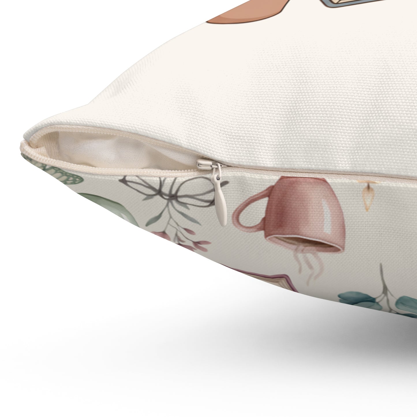 Cozy Reading Pillow — Open Book & Tea Decorative Throw Pillow