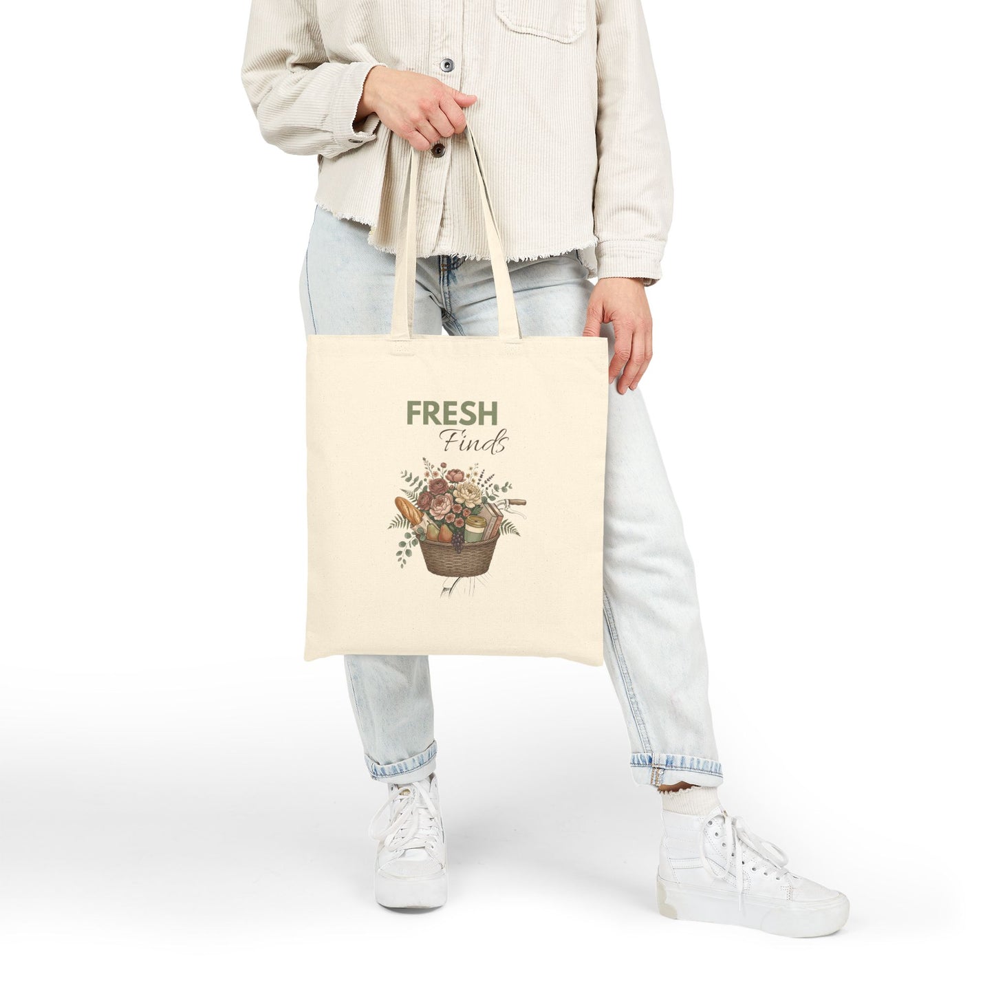 Fresh Finds Canvas Tote Bag — Farmer's Market Basket Grocery Shopper