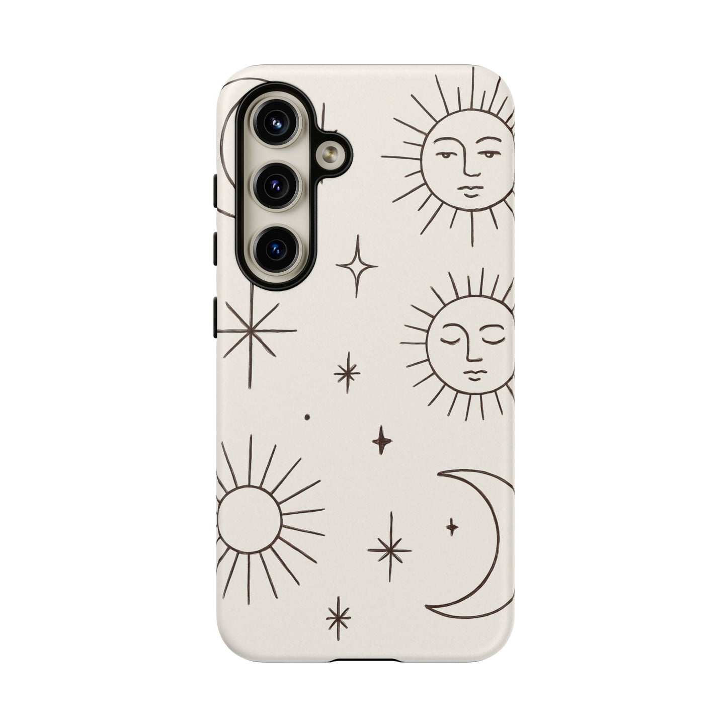 Celestial Moon & Sun Line Art iPhone Case – Minimalist Boho Cosmic Design
