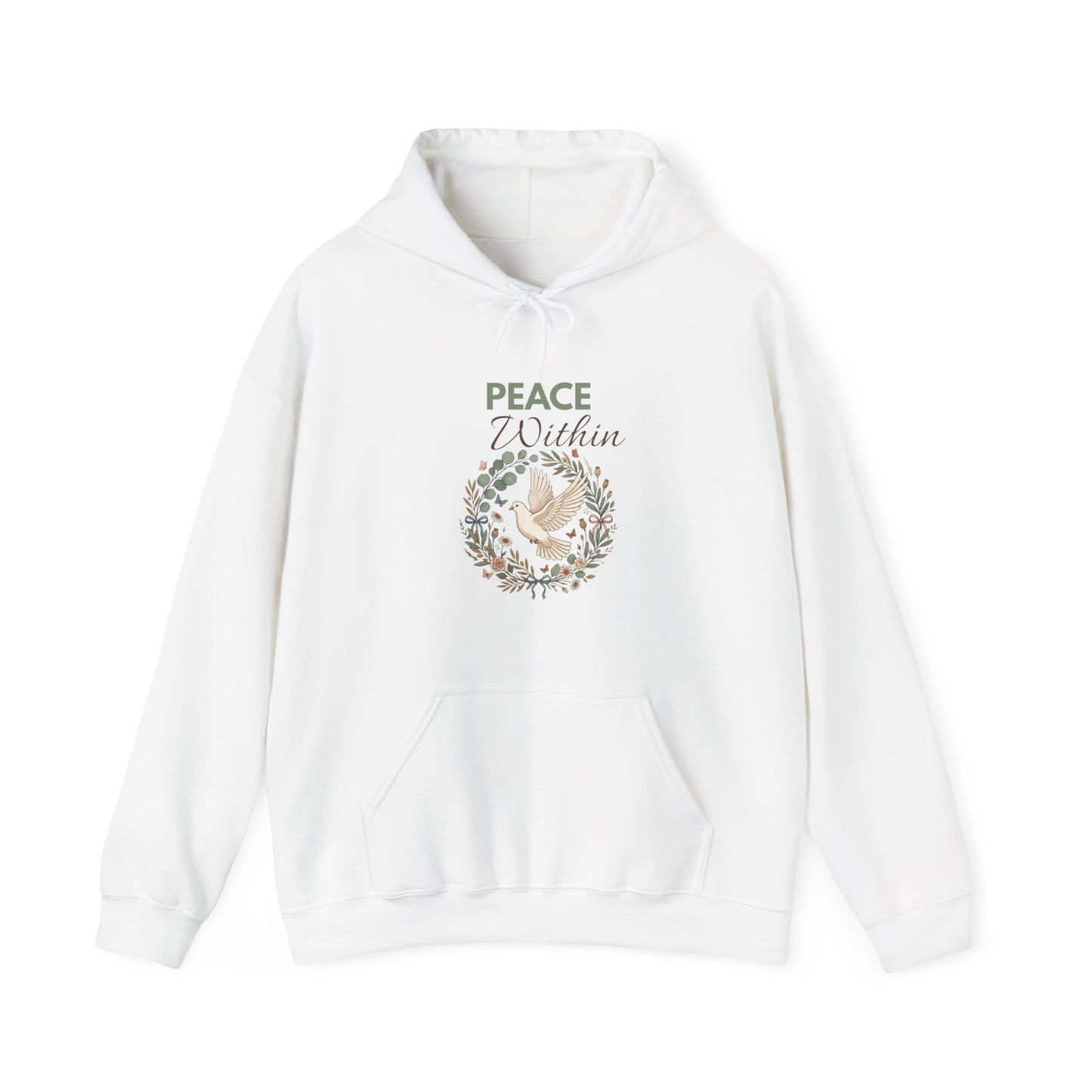 Peace Within Hoodie — Dove Wreath Spiritual Comfort Pullover