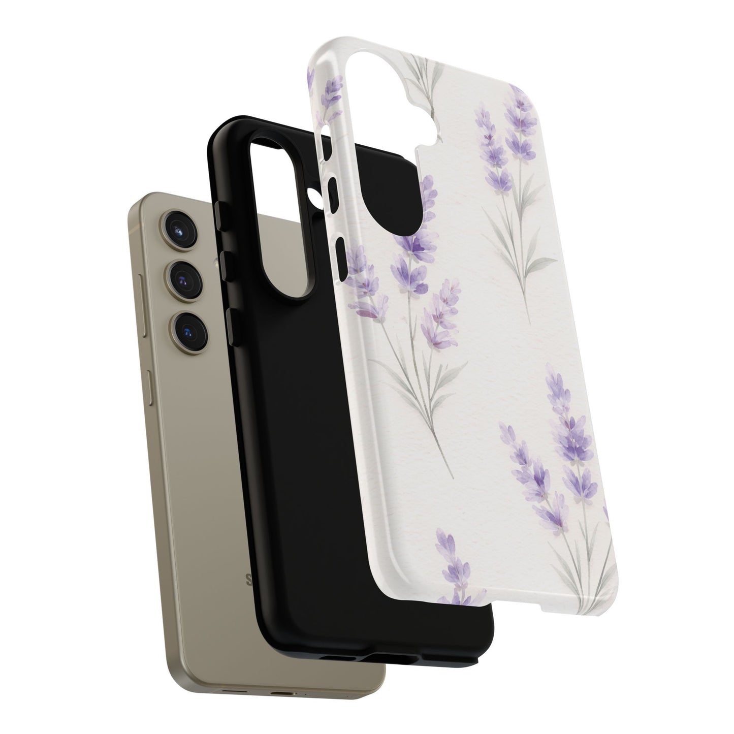 Lavender Floral Phone Case — Protective Tough Case with Purple Botanical Print